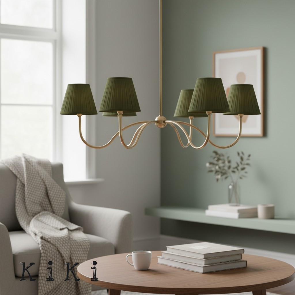 Luvora Round Pleated Shade Chandelier – Elegant Iron & Fabric Lighting for Dining & Living K1305