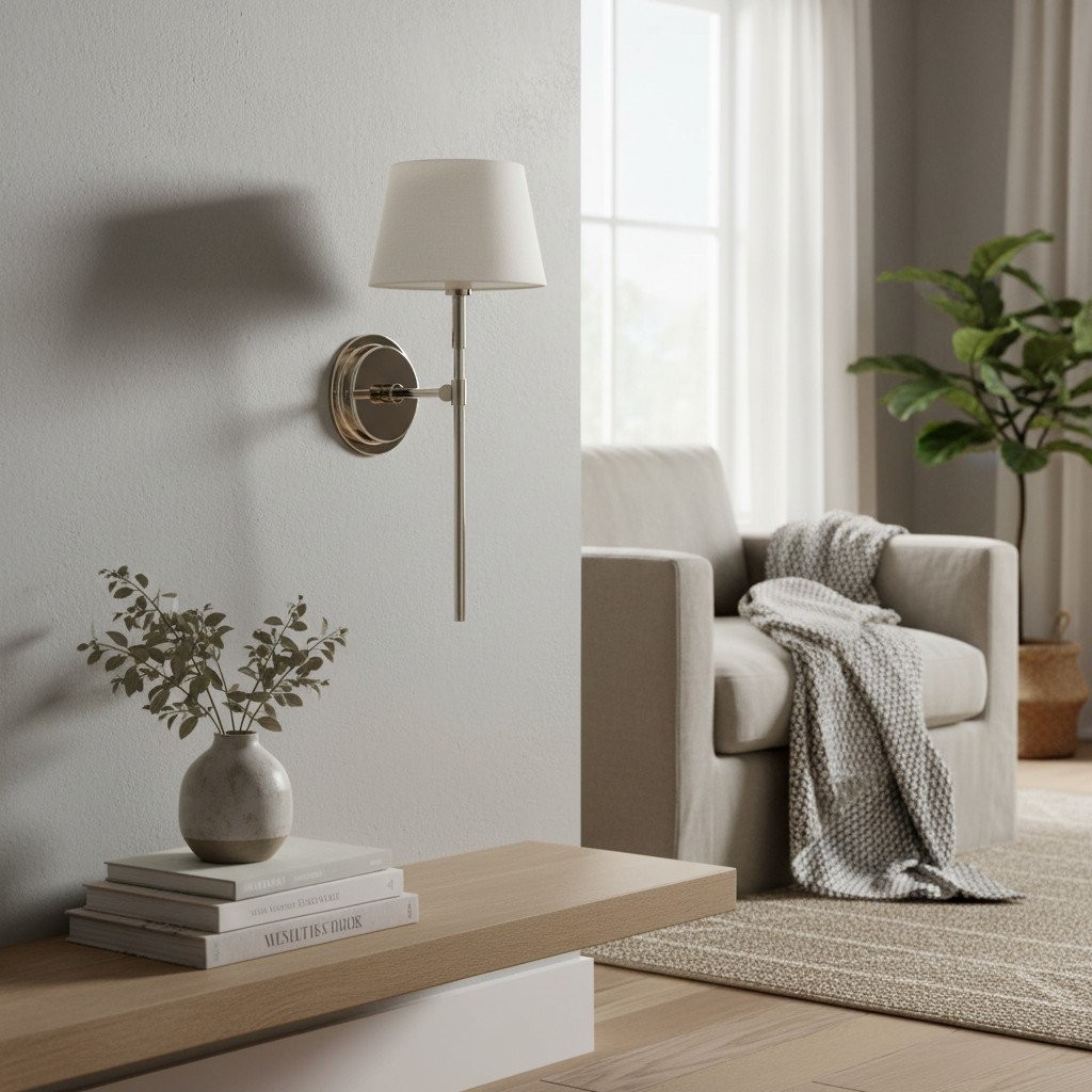 Cremaris Metal Wall Light with Fabric Shade - Timeless Sconce for Interior Lighting K1989