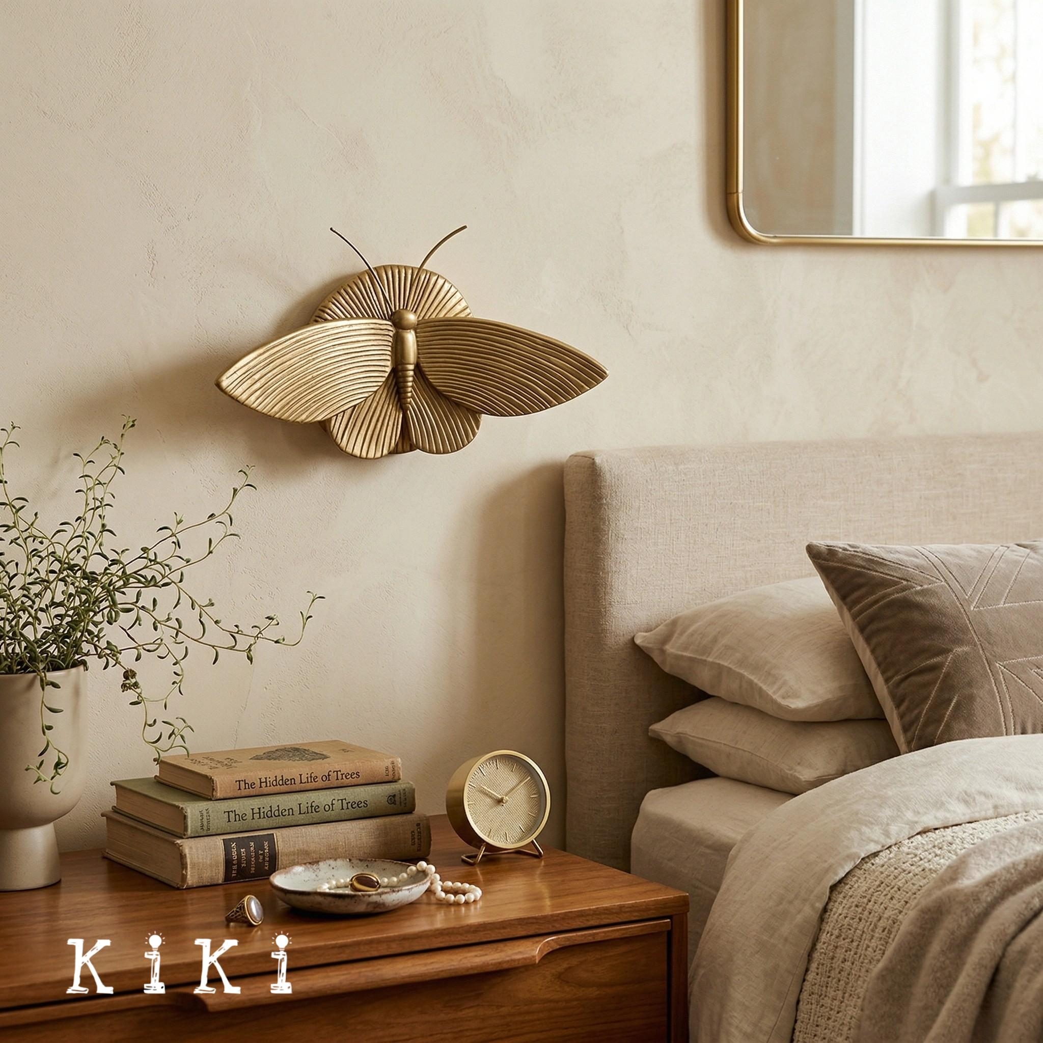 Mothriel Moth-Inspired Metal Wall Sconce - Artistic Vintage Wall Light for Bedroom K2287