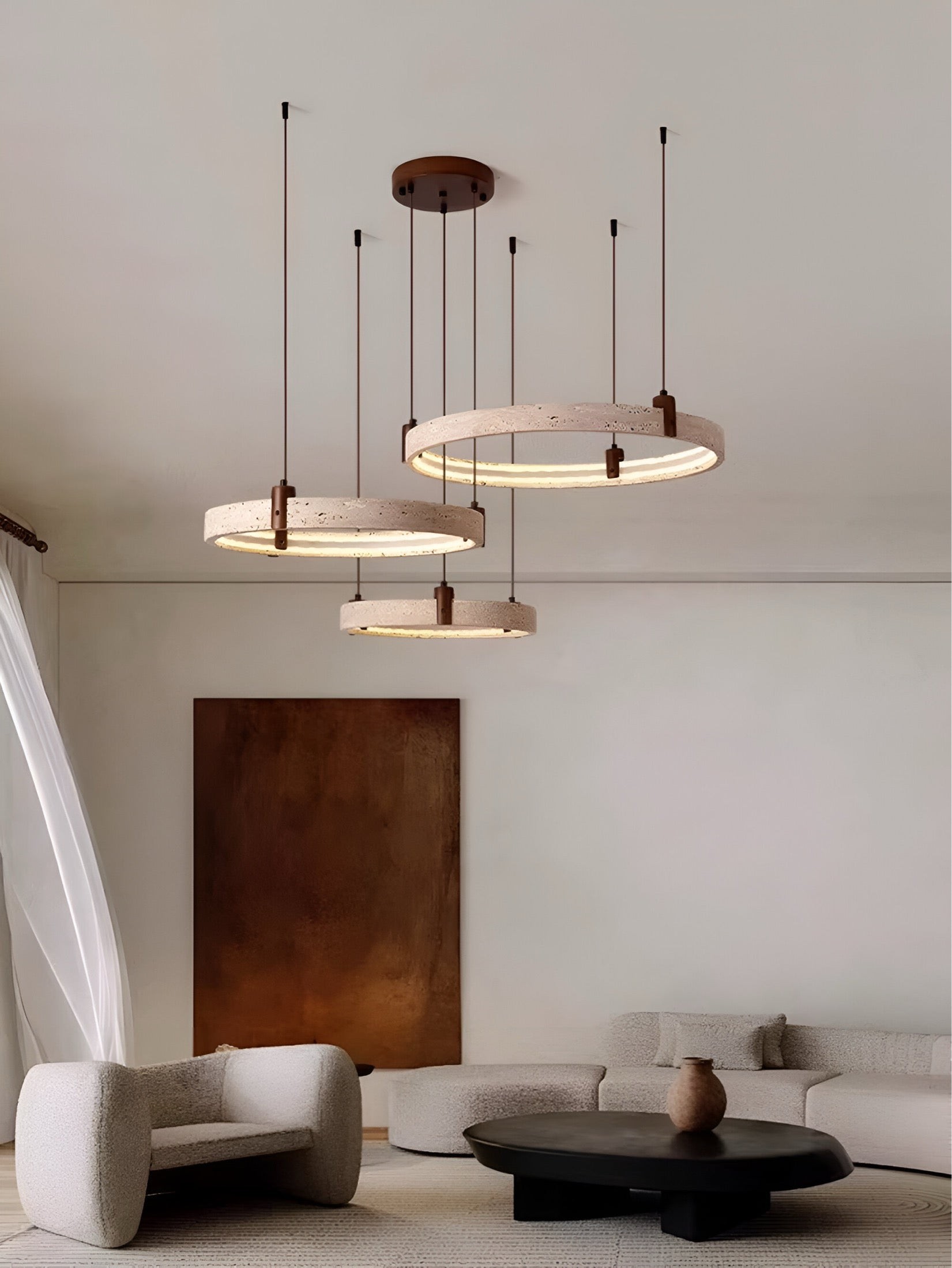 Simple Circular Travertine Pendant Lamp K842