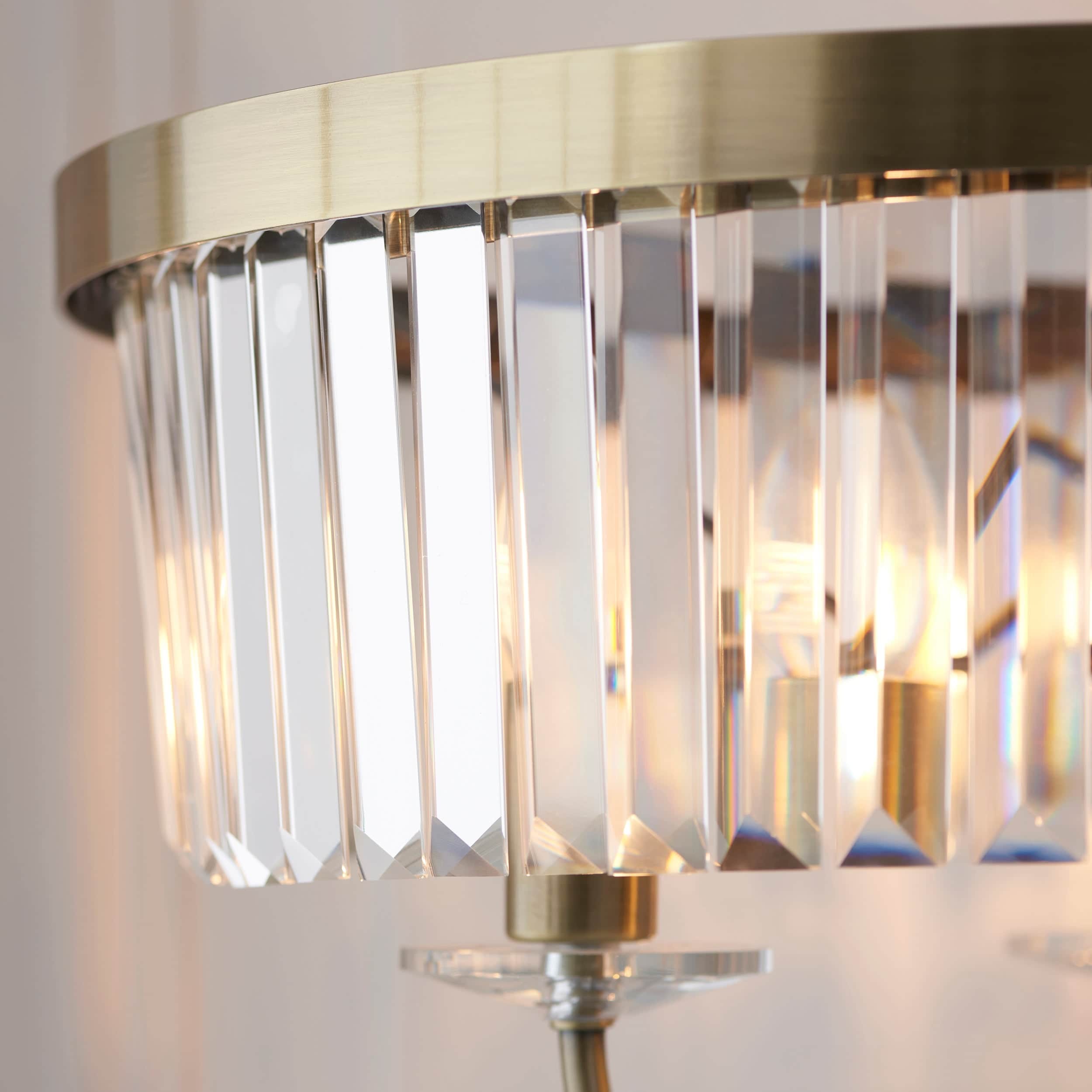 Beveline 3 Light Round Floor Lamp - Faceted Cut Glass Shades Classic Metal Finish For Living Rooms K1844