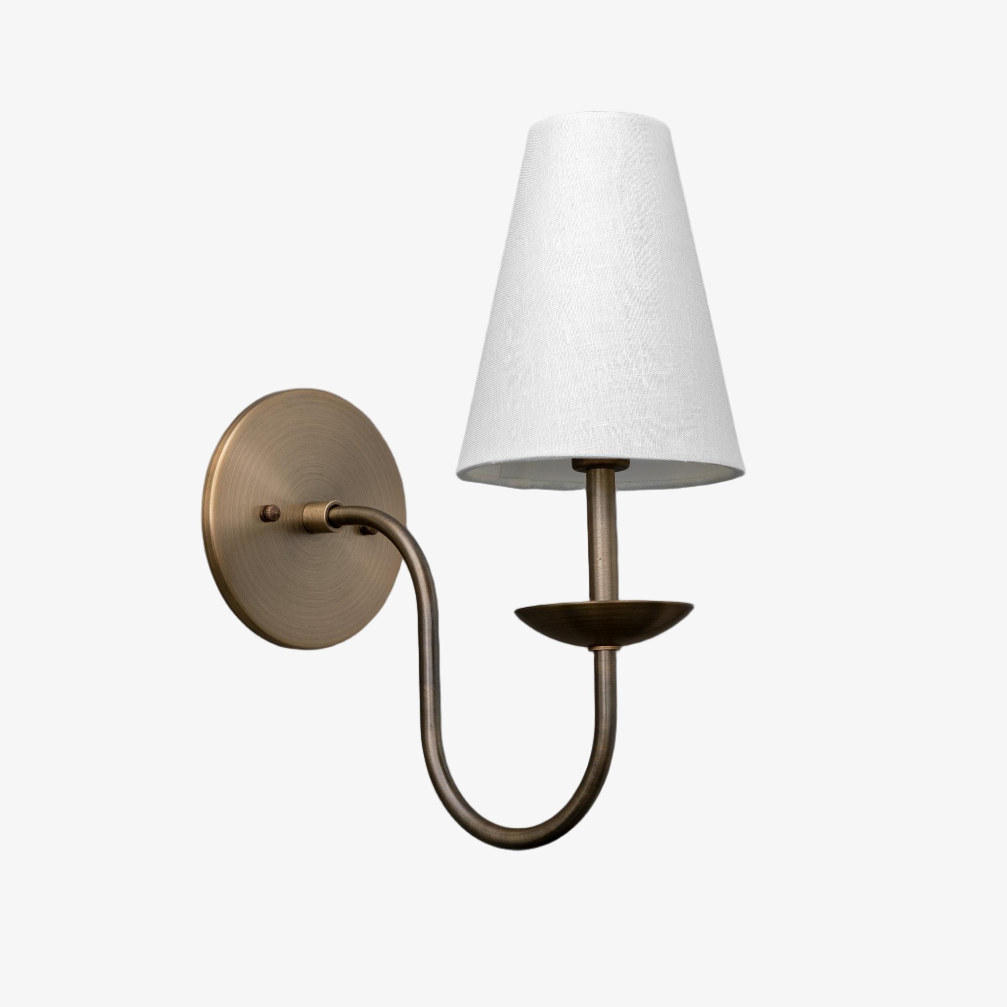 Curva Metal White Linen Sconce - Classic Brass Wall Light for Bedrooms K1541
