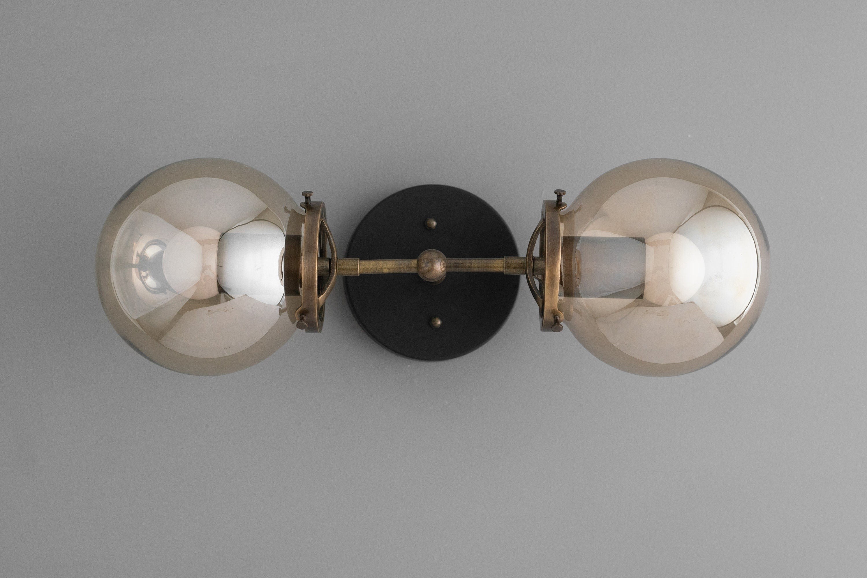 Lumio Globe Double Globe Vanity Wall Light - Rustic Farmhouse Bathroom Wall Fixture K1489