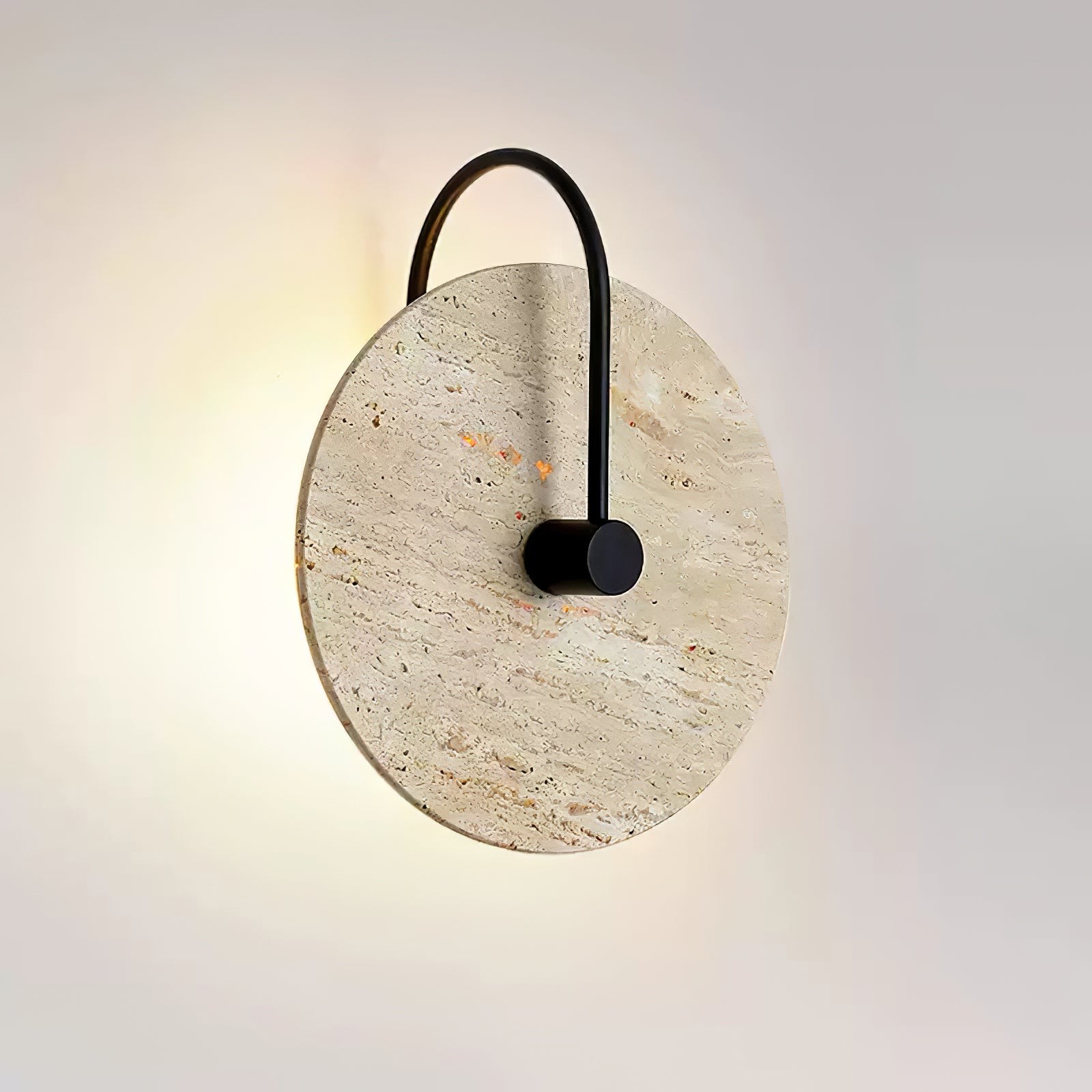 Simple Clock-Shaped Travertine Wall Lamp K652