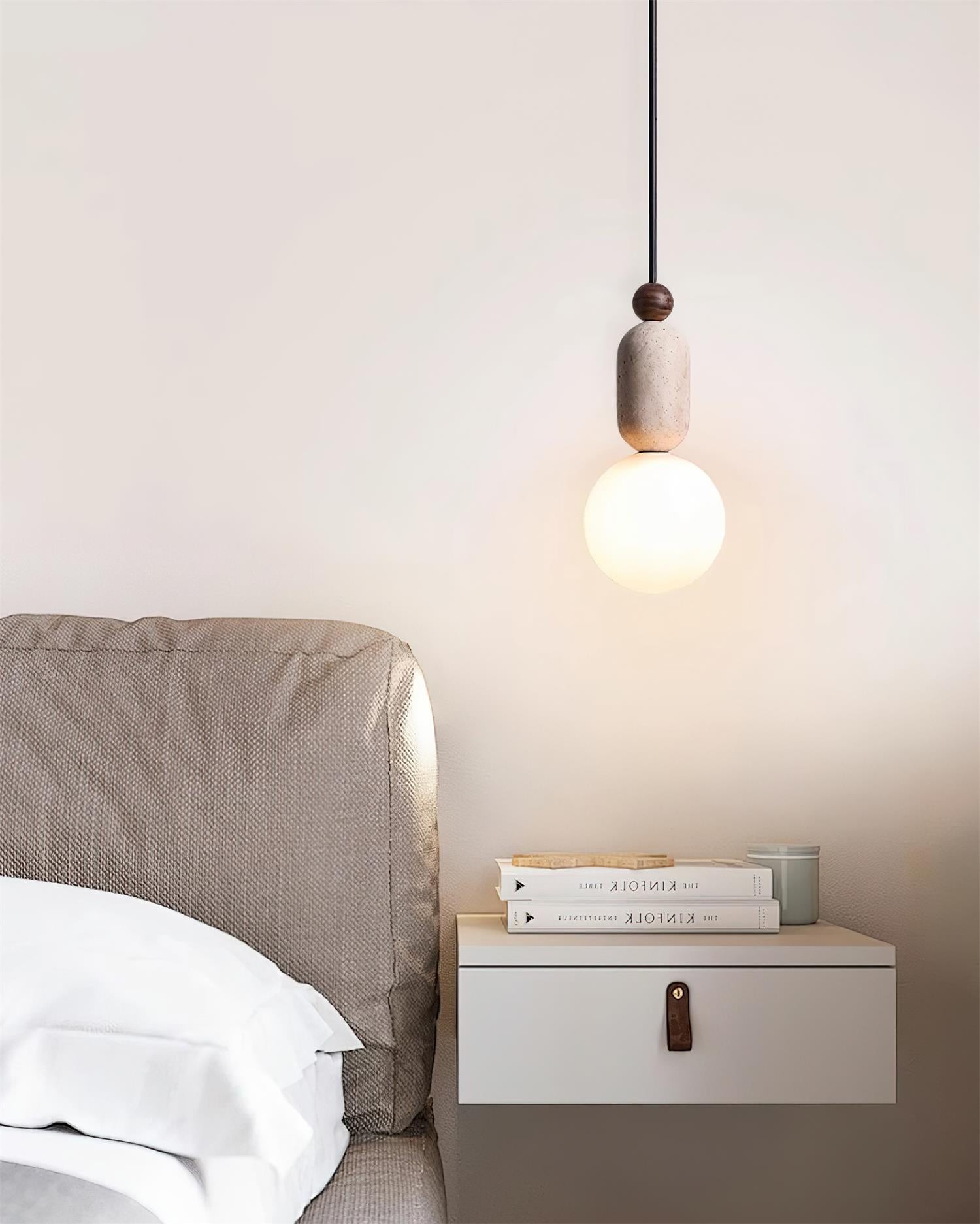 Wabi Sabi Travertine Glass Ball Pendant Light K830
