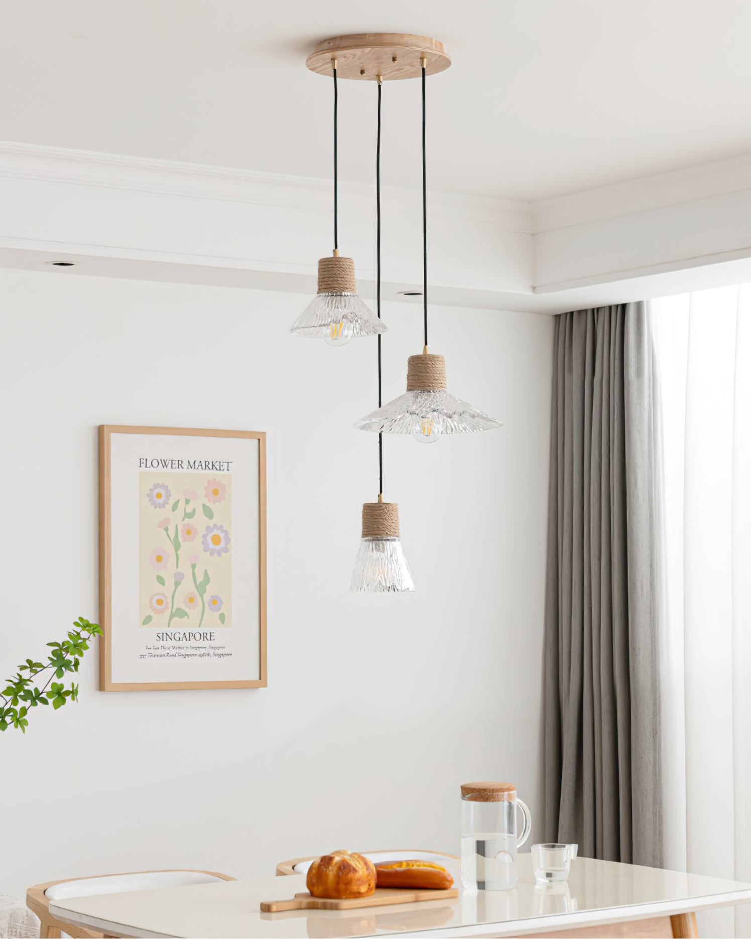 Hemp Rope Glass Pendant Lamp K1031