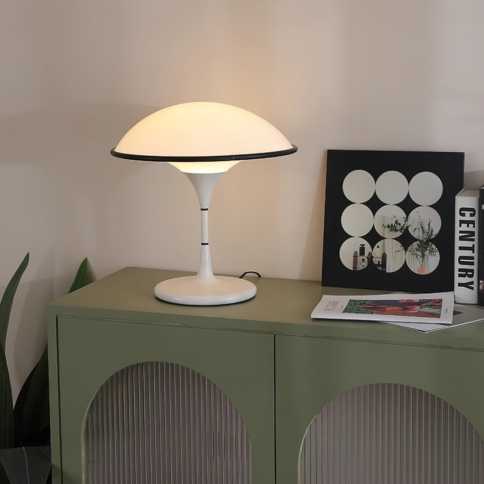 Danish Retro White Flying Saucer Table Lamp K394