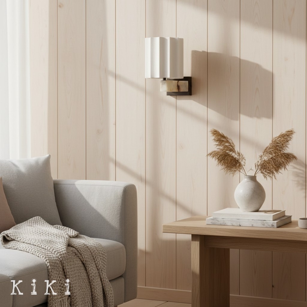 Cavilon Modern Wall Light - Organic Marble and linen shade Lighting for Home Spaces K1679