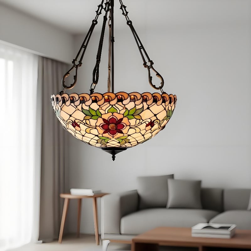 TF Dragonfly Beige Tiffany Pendant Lamp - Elegant Stained Glass Fixture K1841