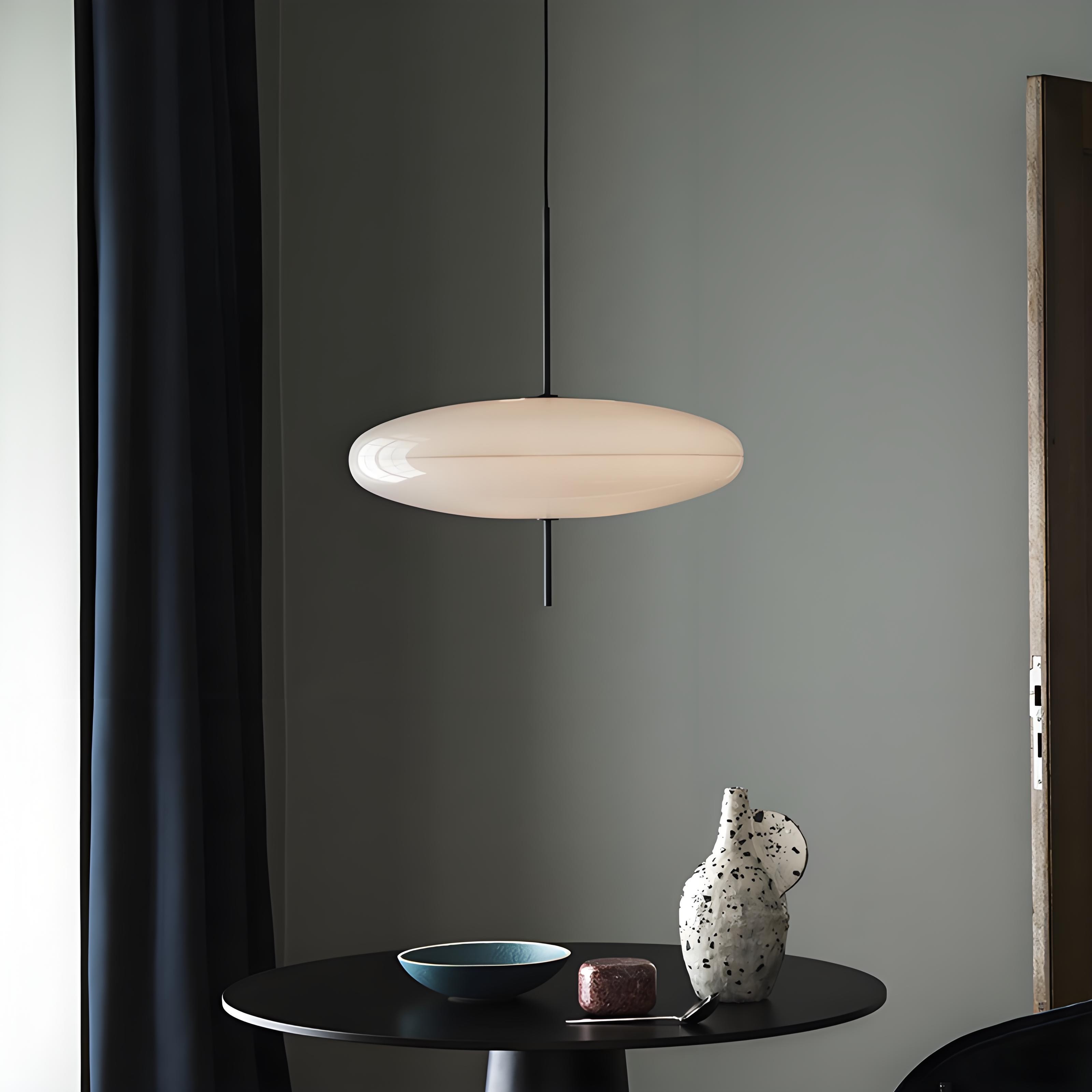 Minimalist Model 2065 Pendant Lamp - Oval Acrylic Lighting for Dining Room and Living Spaces
