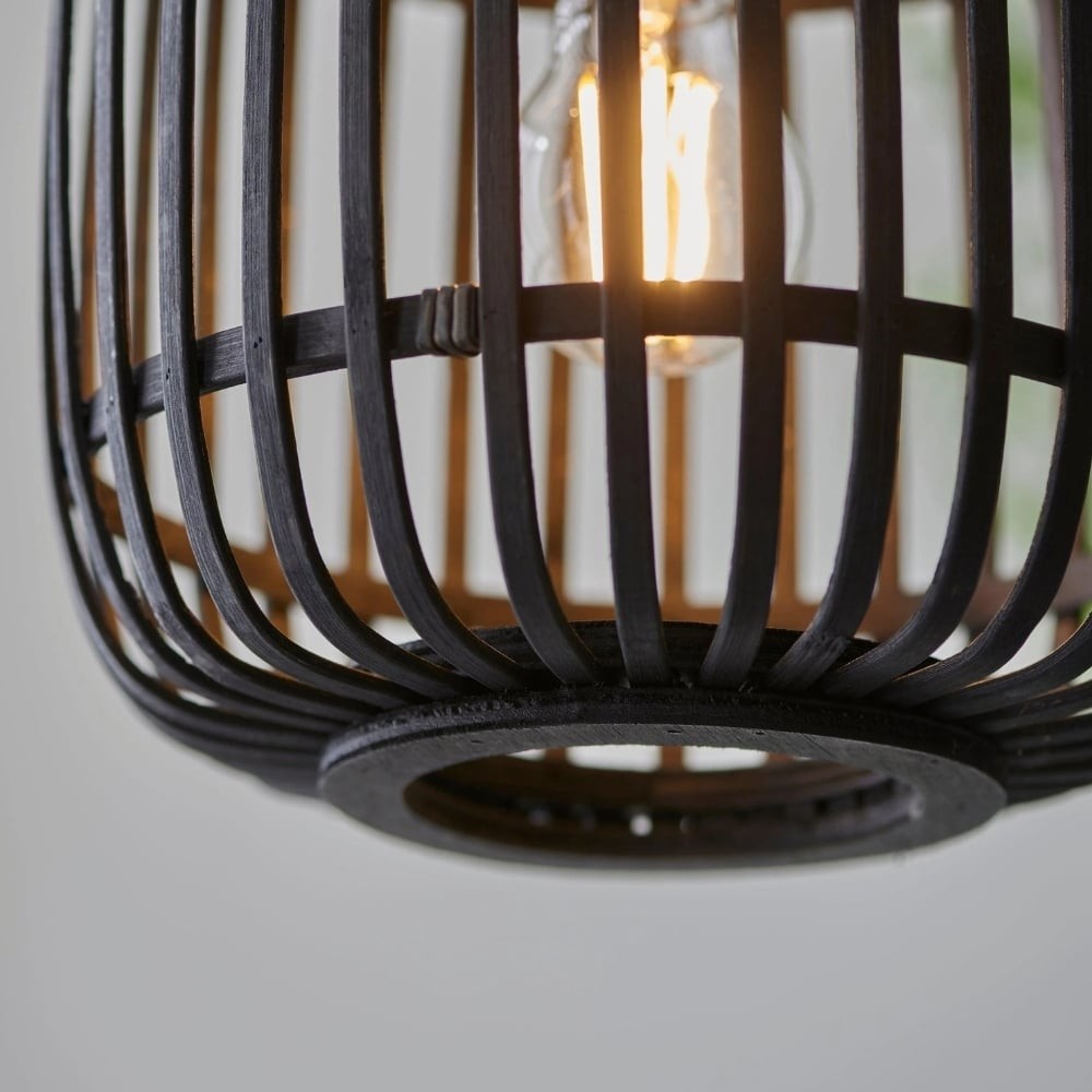 Yumeko Adjustable Bamboo Pendant Lamp - Natural Cage Pendant Light K1970
