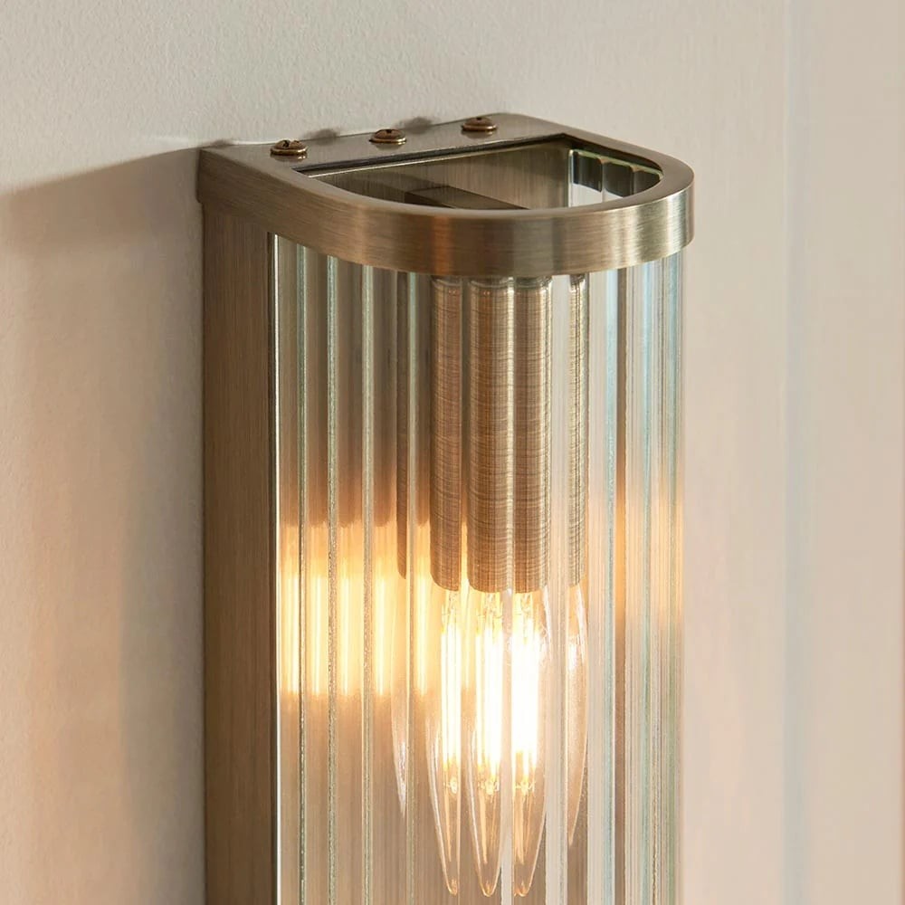 RibGlow Art Deco Ribbed Glass Wall Light - Vintage-Inspired Sconce for Living Room K1808