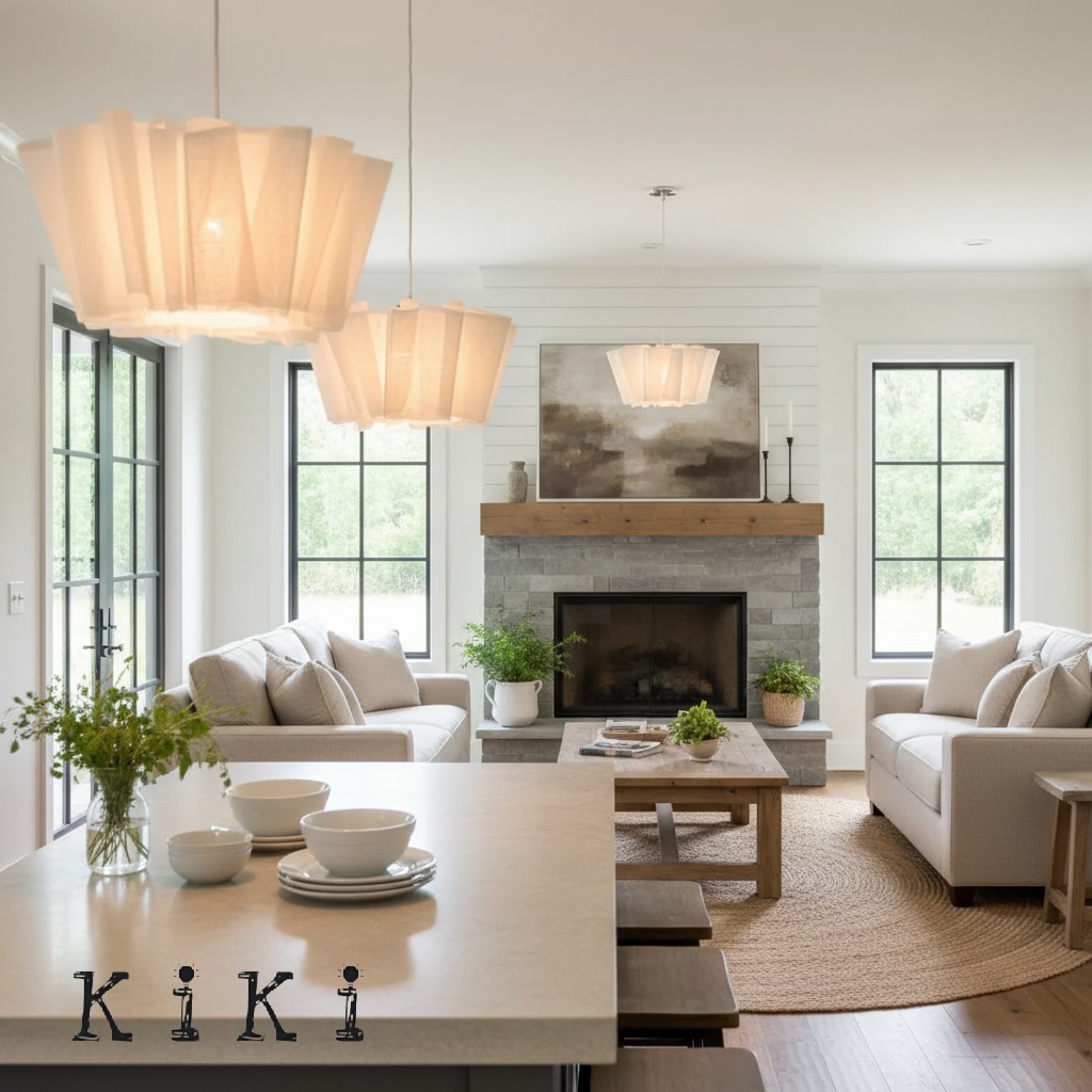 Handcrafted Fabric Shade Pendant Light – Minimalist Design for Home Interiors K1244