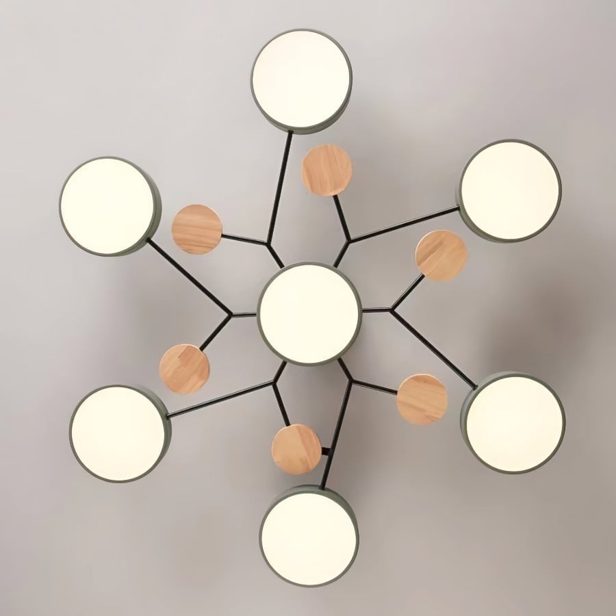 Coloful Branched Round Wooden Ceiling Light K176