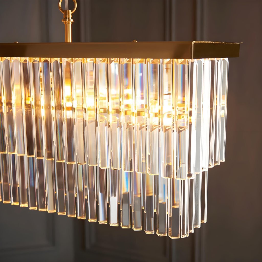Vitralon Linear Pendant Lamp - Diamond-Shaped Glass Lampshade K1912