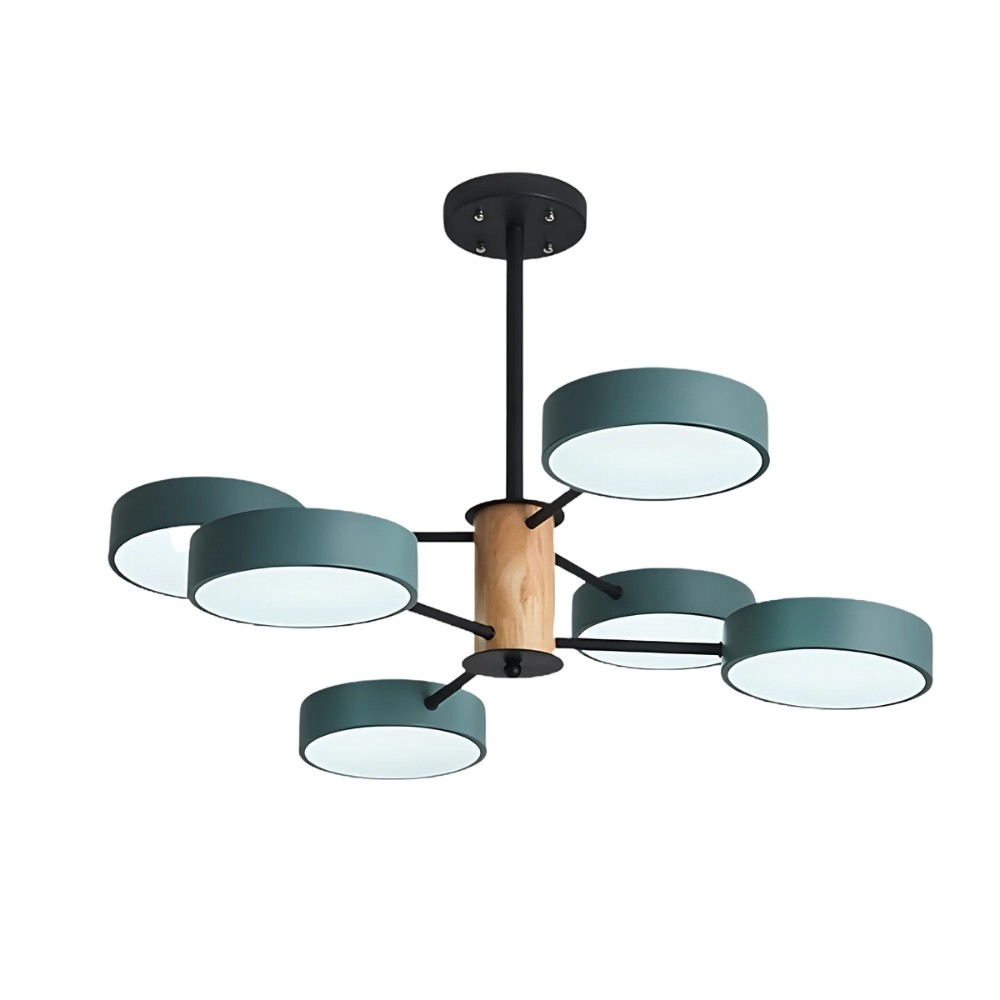 Scandinavian Branched Round Wood Chandelier K896