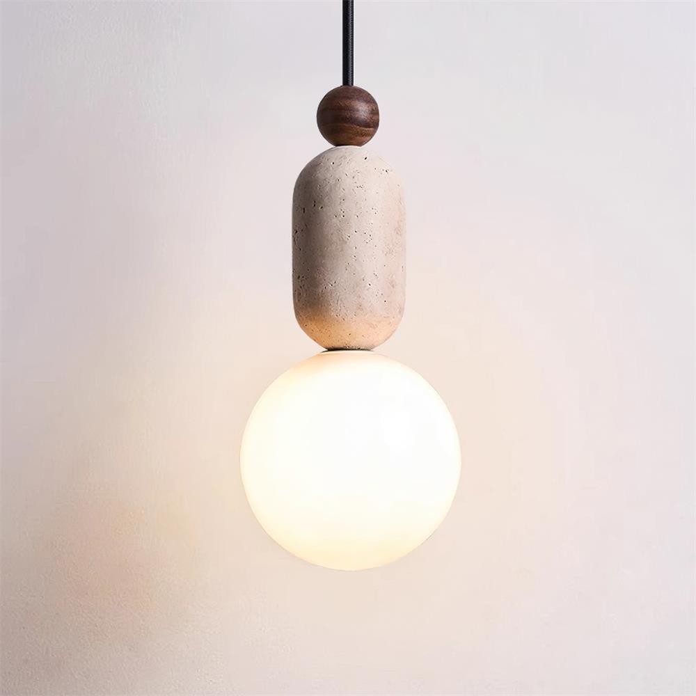 Wabi Sabi Travertine Glass Ball Pendant Light K830