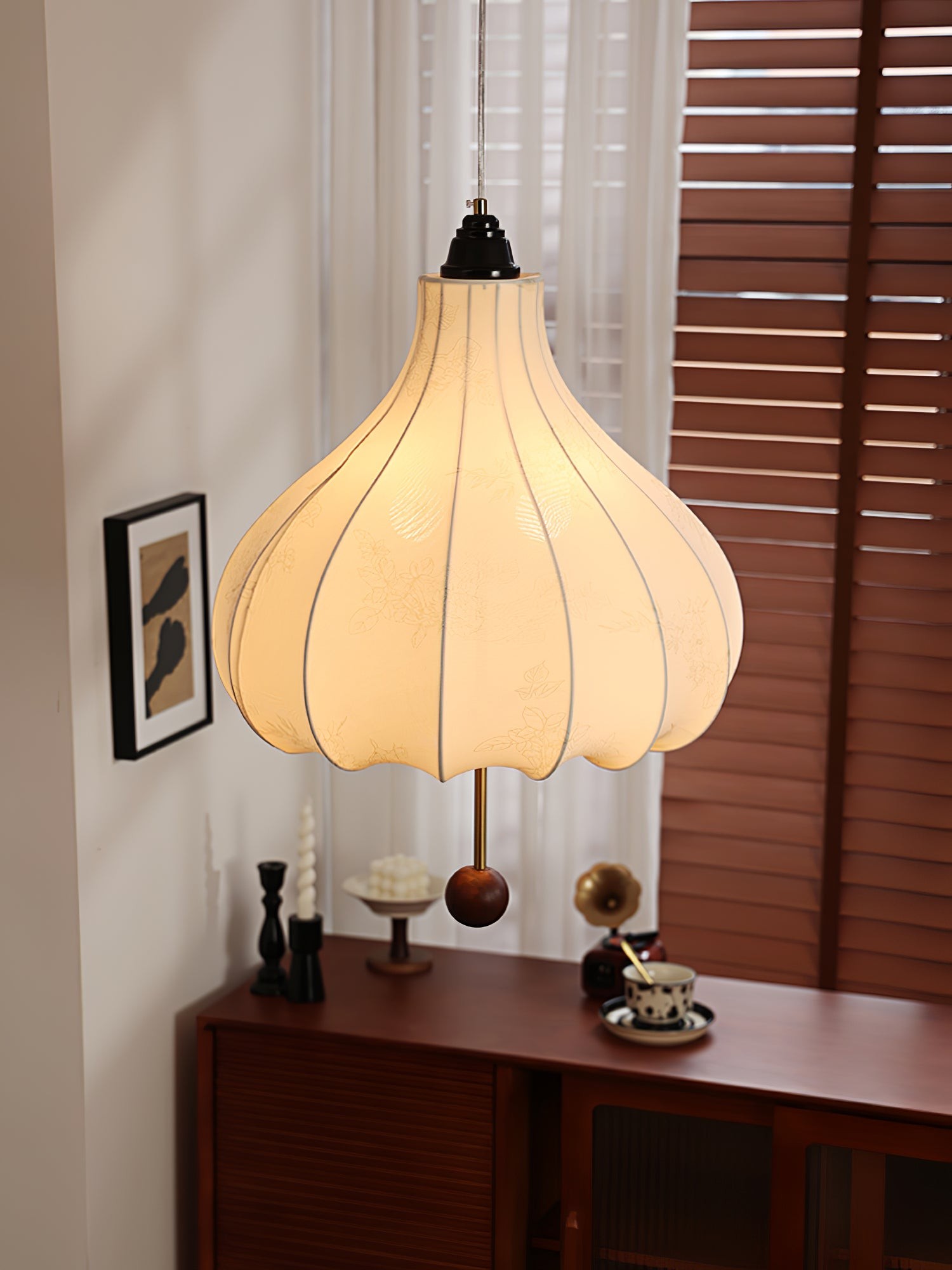 Retro Chestnut Fabric Pendant Light K318