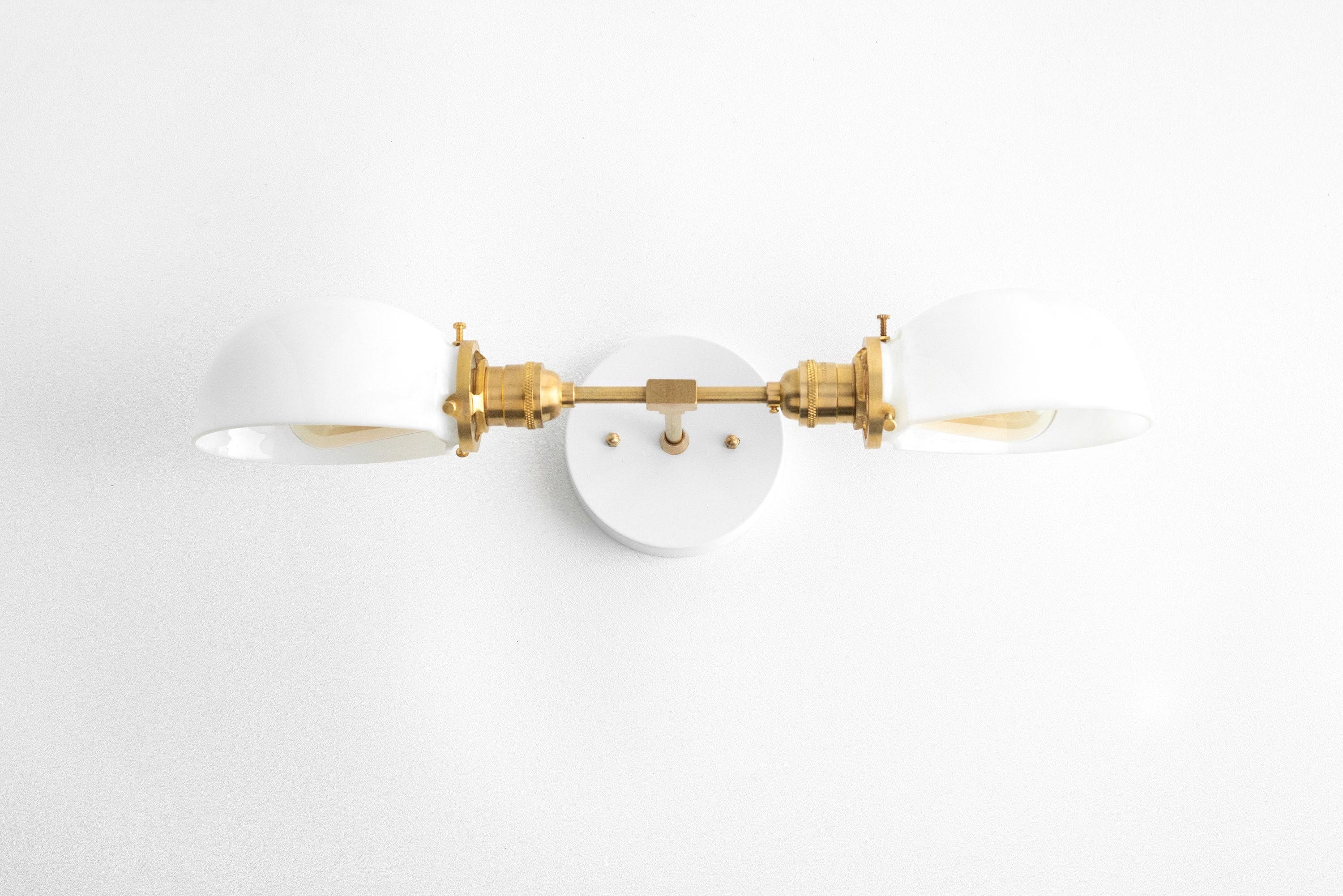 Ornato Luxe Mid-Century Vanity Light - Brass Bathroom Fixture with Opal Glass K1474