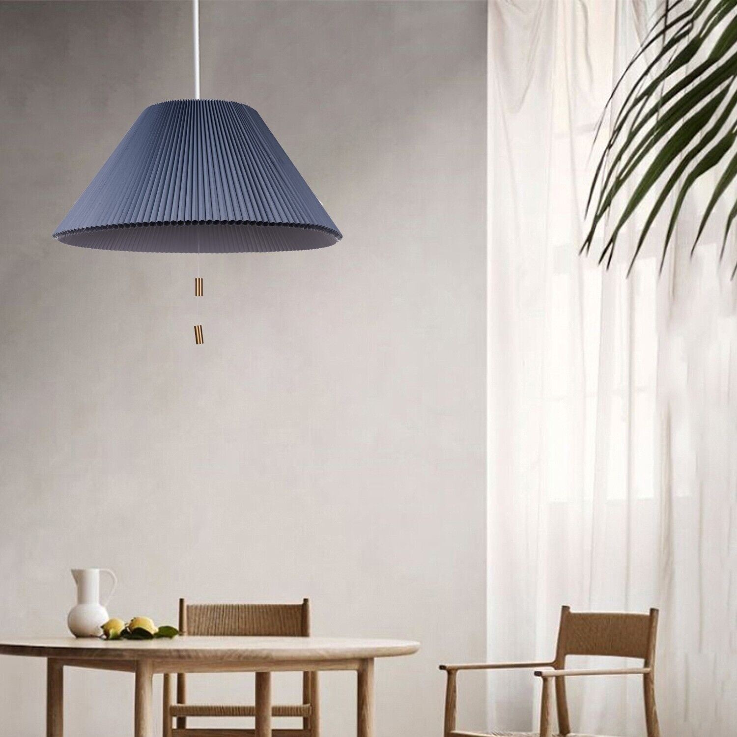 Retractable Pleated Pendant Light - Retro Paper Pendant Lamp for Dining Room K798