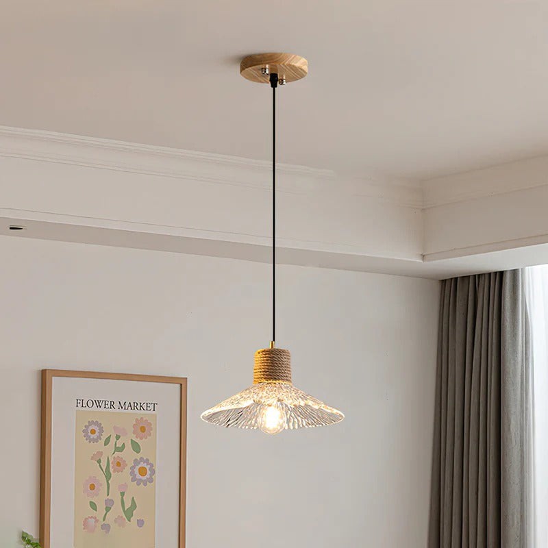 Hemp Rope Glass Pendant Lamp K1031