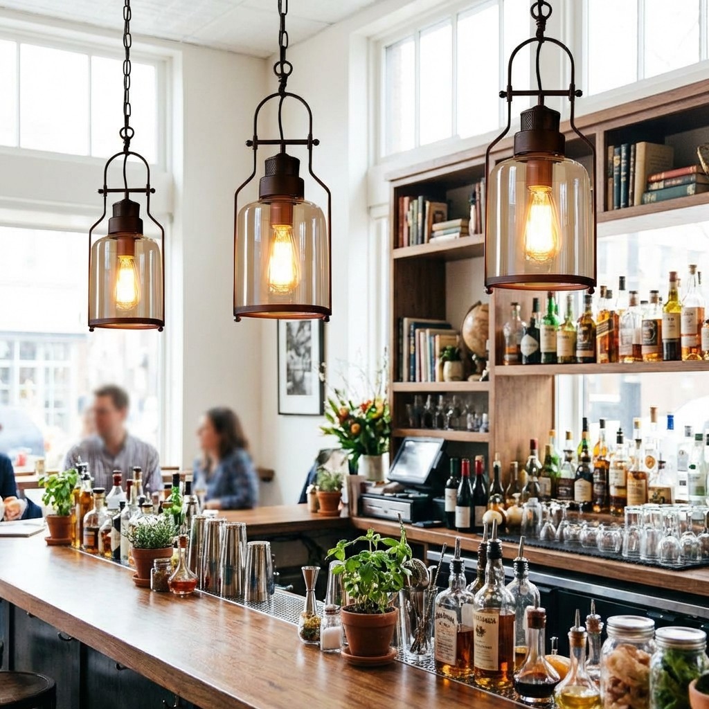 Lirra Retro Glass and Metal Hanging Lamp - Industrial Design for Dining K2234