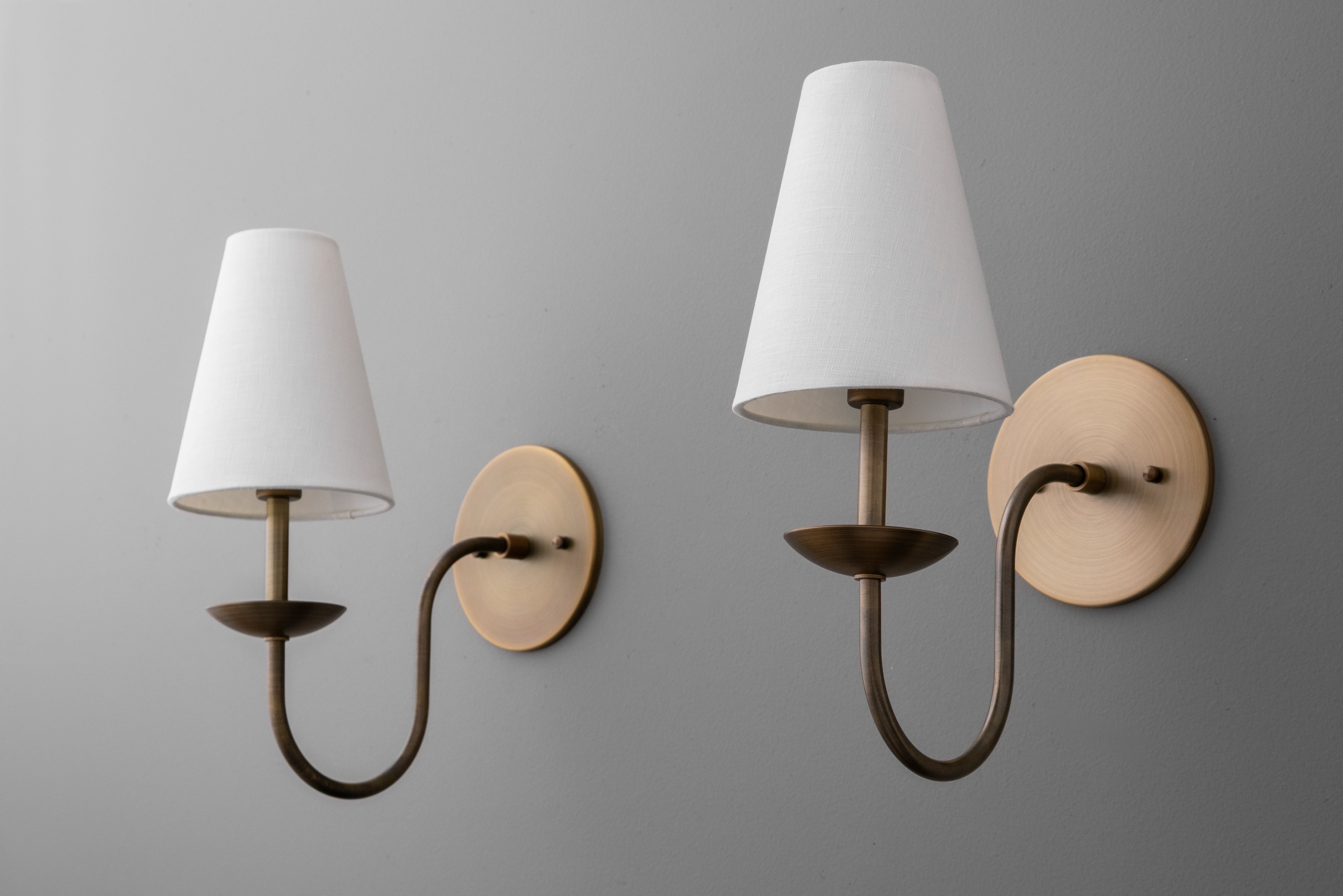Curva Metal White Linen Sconce - Classic Brass Wall Light for Bedrooms K1541