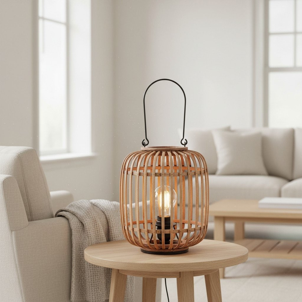 Yumeko Ambient Table Lamp - Open Bamboo Cage Design Stylish and Eco Friendly K1958