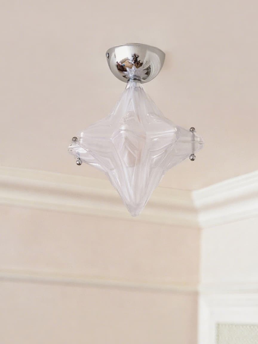 Art Deco Star Ceiling Lamp - Frosted Glass Fixture for Hallway & Entryway - Astris Ceres K1582
