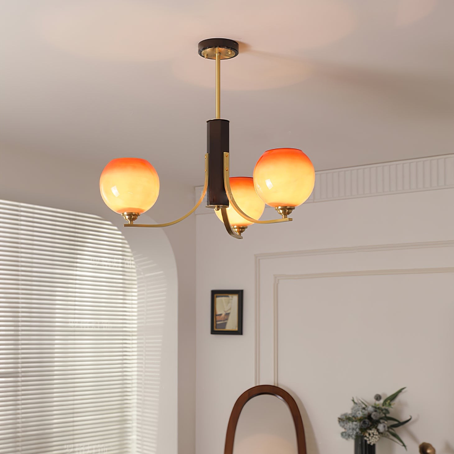 Vintage Caramel Globe Chandelier K751