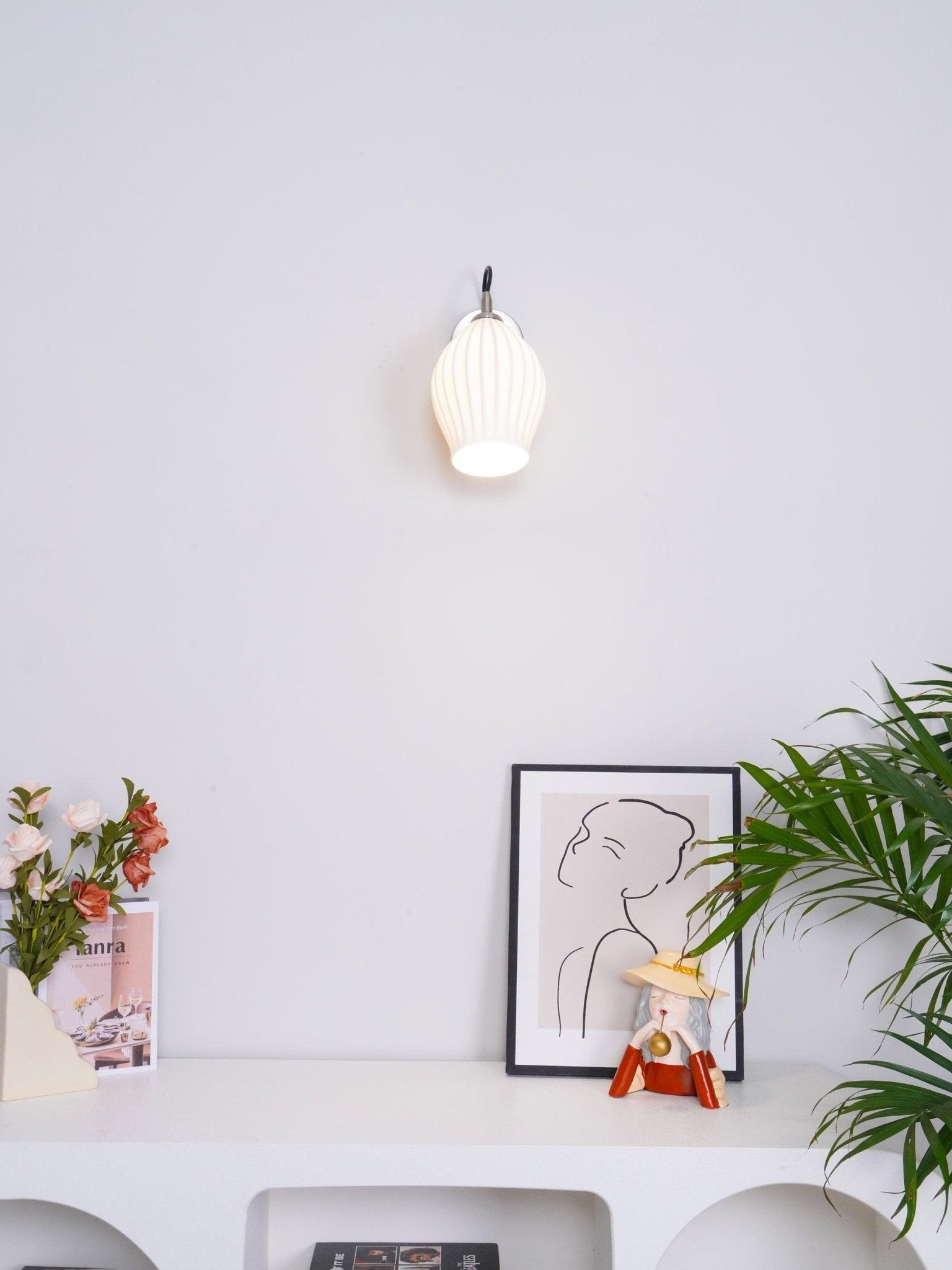 Cream Style Ceramic Ribbed Wall lamp K313