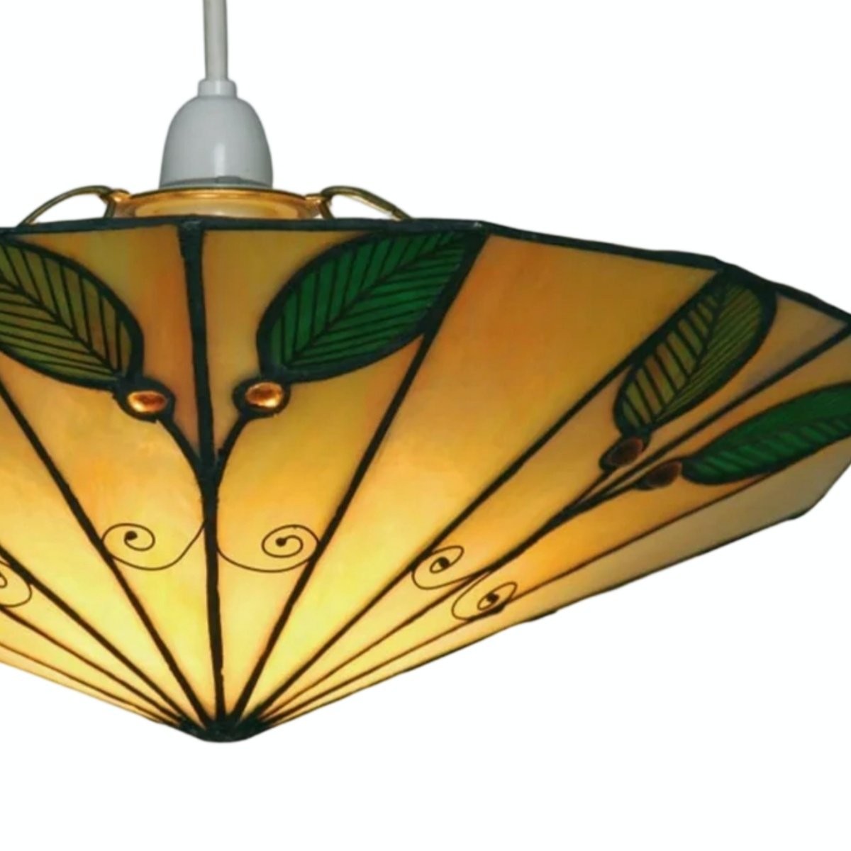 TF Harken Tiffany Geometric Leaf Pendant Lamp - Classic Accent Lighting for Bedroom K1795
