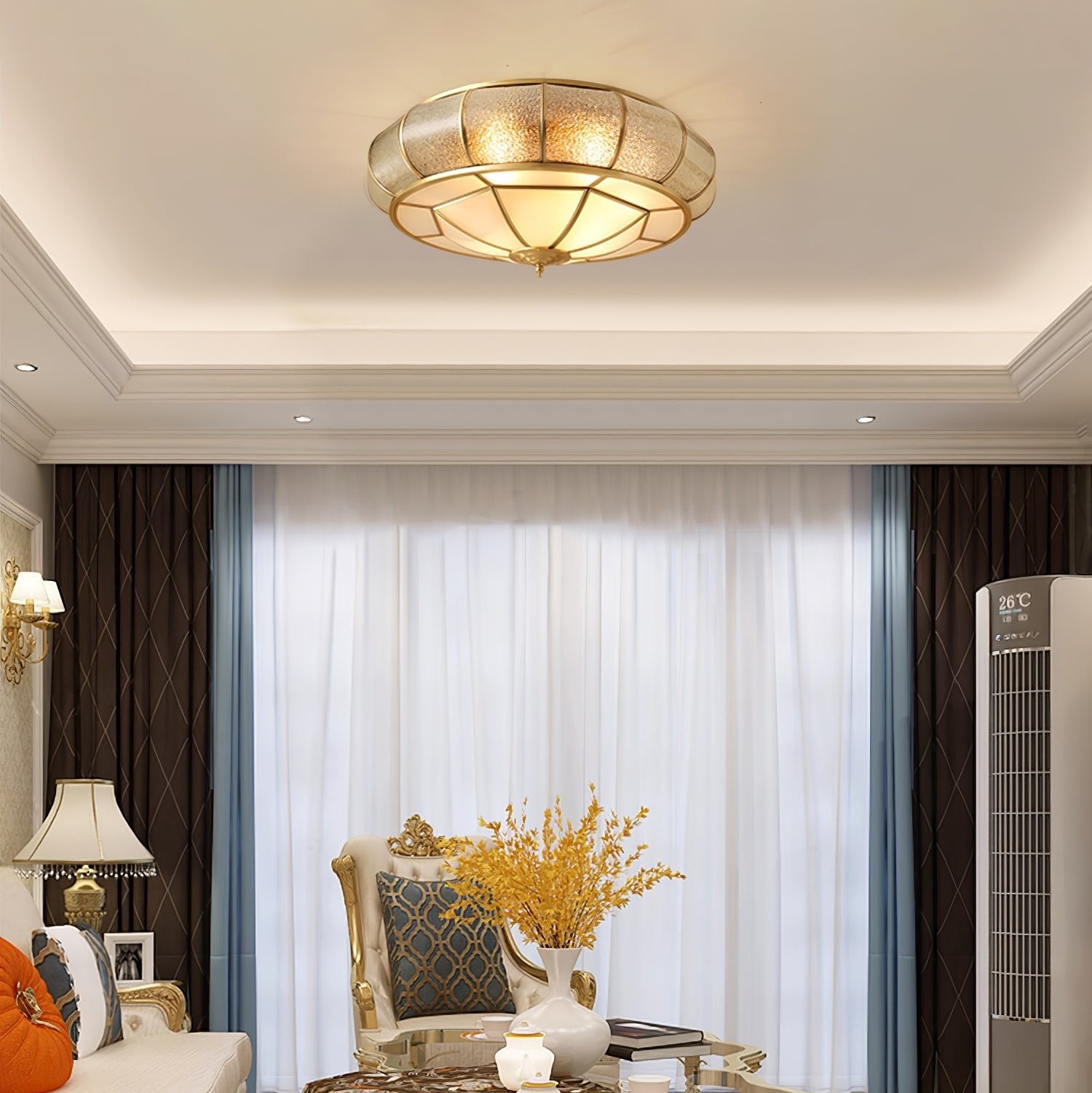 Round Textured Glass Ceiling Light K650