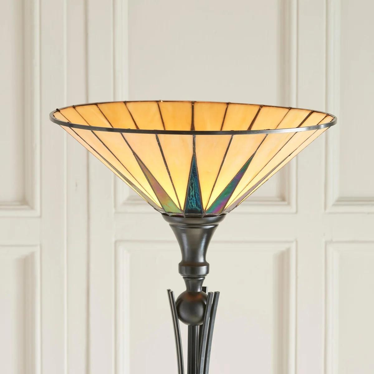 TF Dark Star Stained Glass Star Pattern Floor Lamp - Tiffany Style Uplighter for Living Rooms K1998
