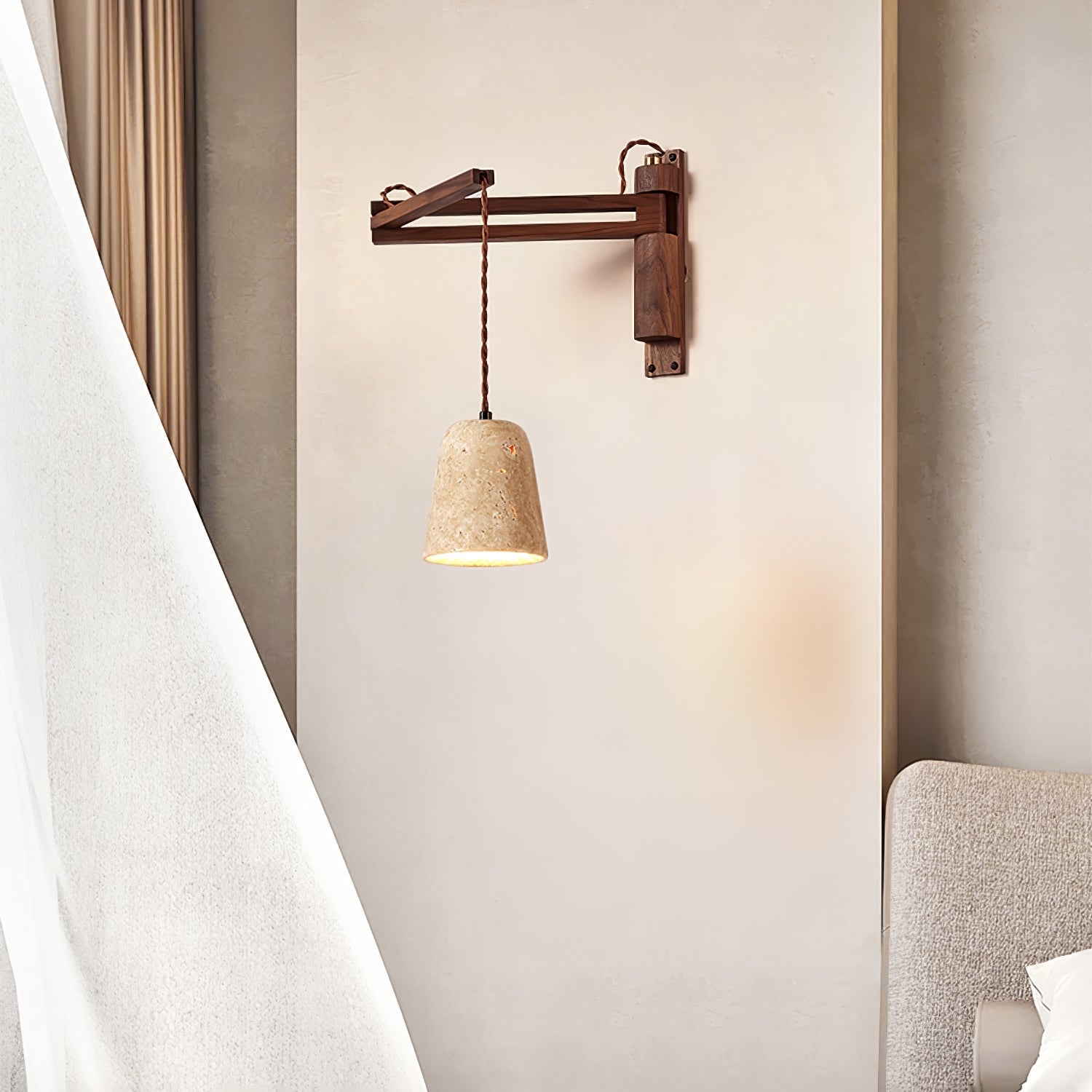 Adjustable Travertine Dome Wall Sconce D382
