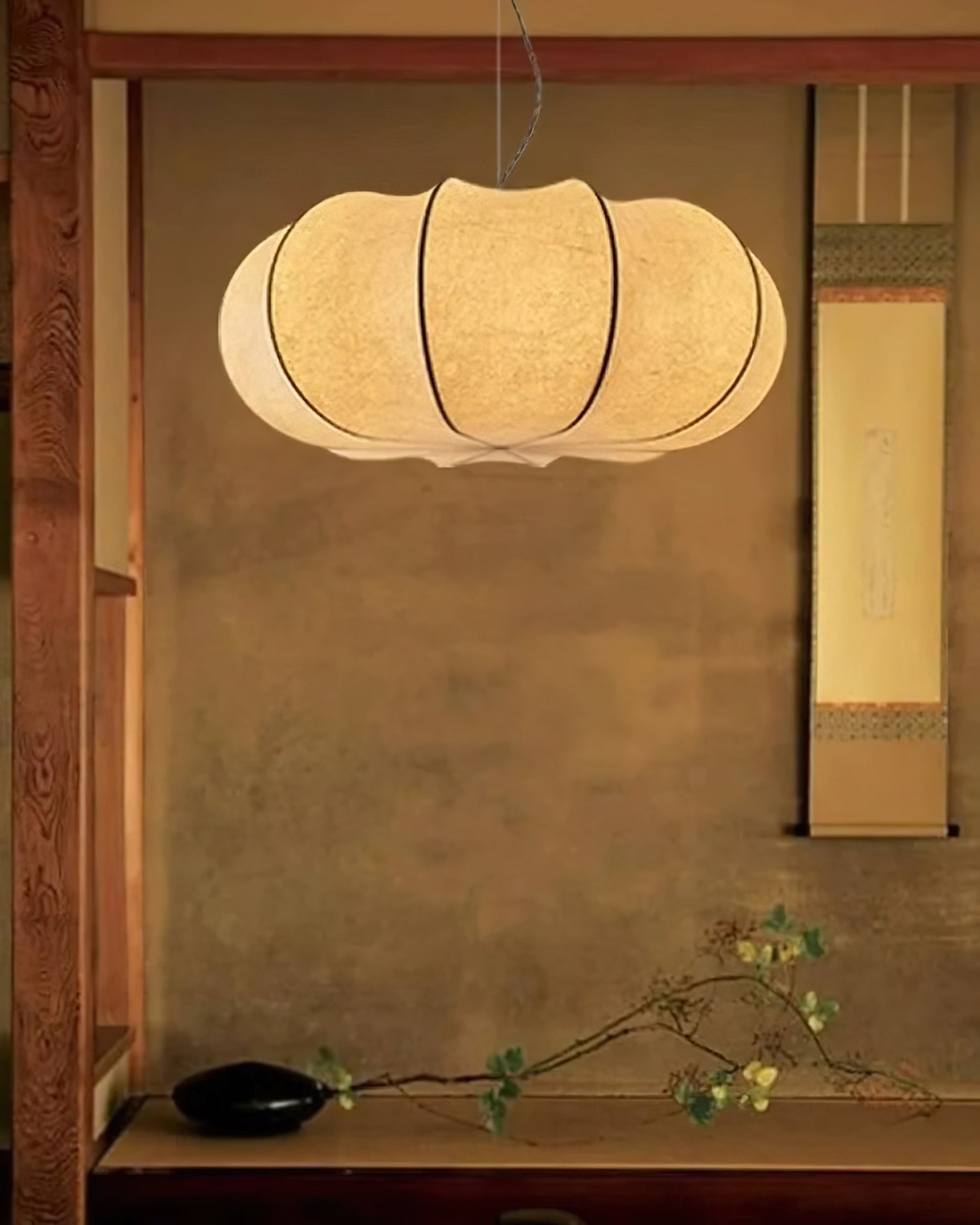 Modern Creative Flat Round Silk Pendant Lamp K551