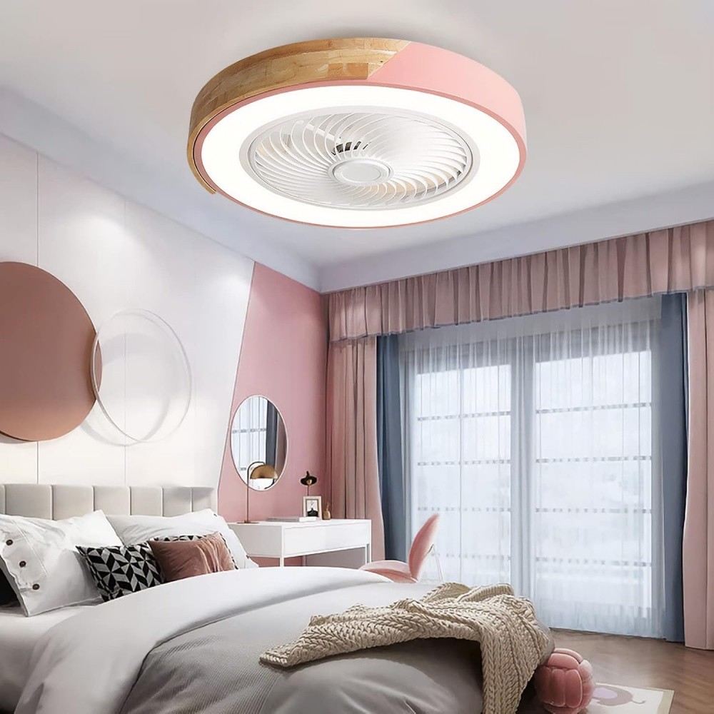 Scandinavian Wooden Round Led Ceiling Fan Light K1110