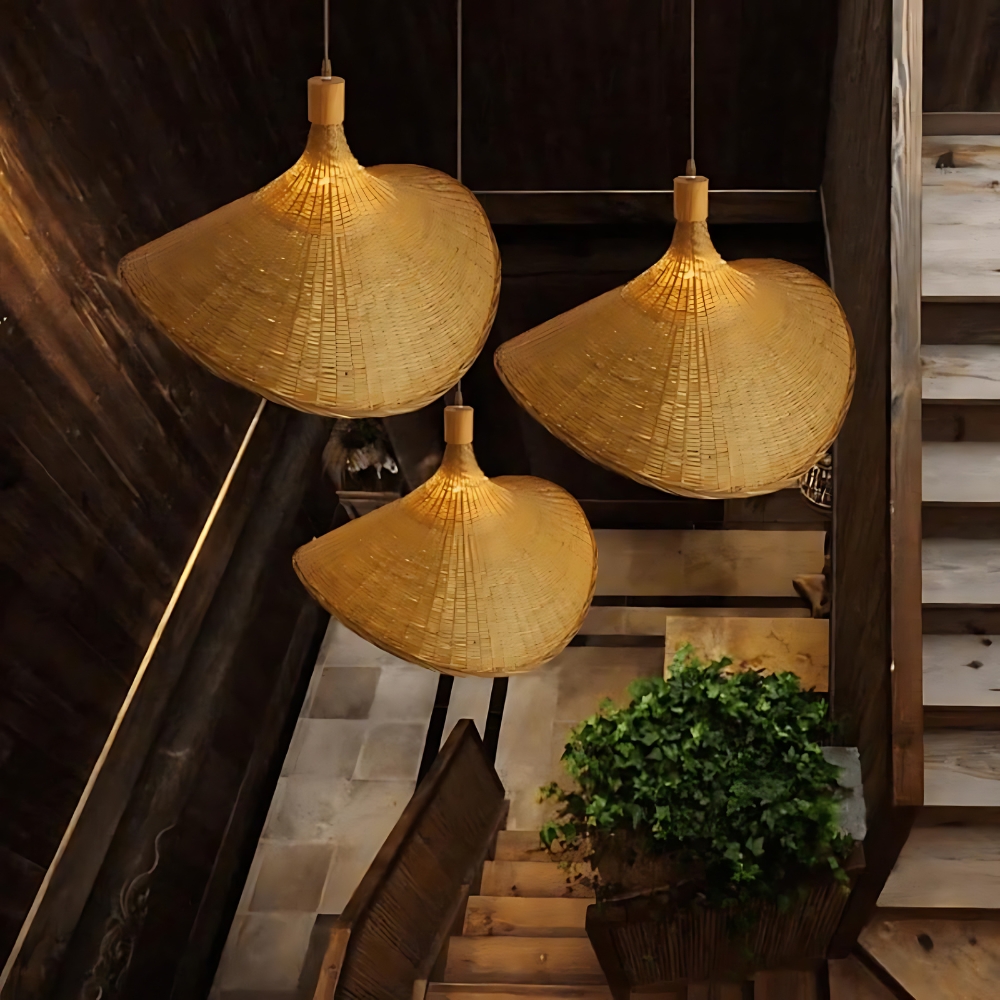 Rustic Raphia Charm Rattan Pendant Light D834