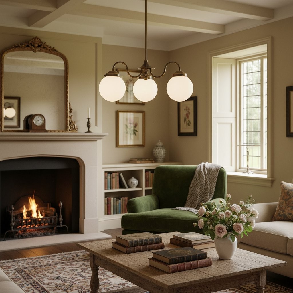 Glorica Glass Vintage Globe Chandelier - Brass 3-Light Frosted Glass Hanging Fixture K1496