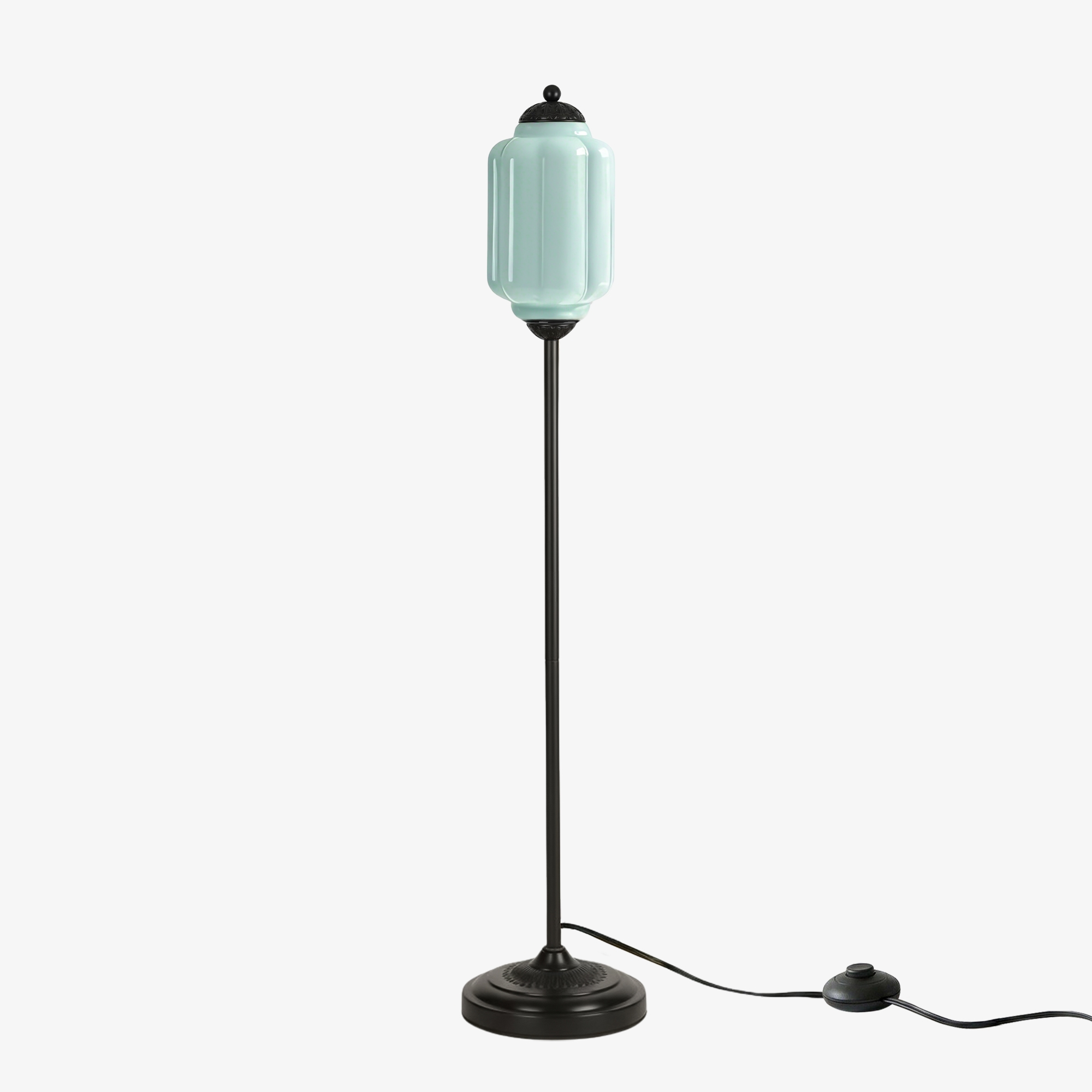 Eloise Handcrafted Retro Glass Floor Lamp - Lantern Form Floor Light for Reading Corners K2345