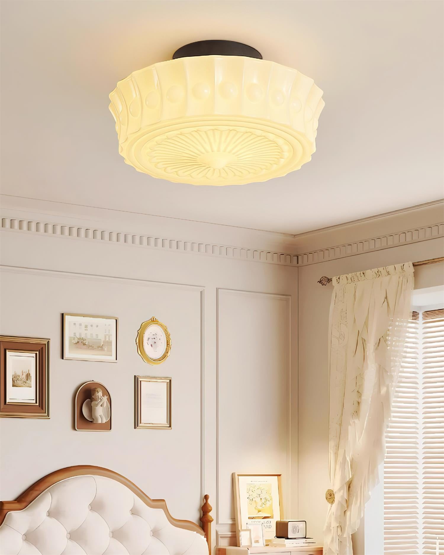 Rigidus French Vintage Glass Cream Style Ceiling Light K431