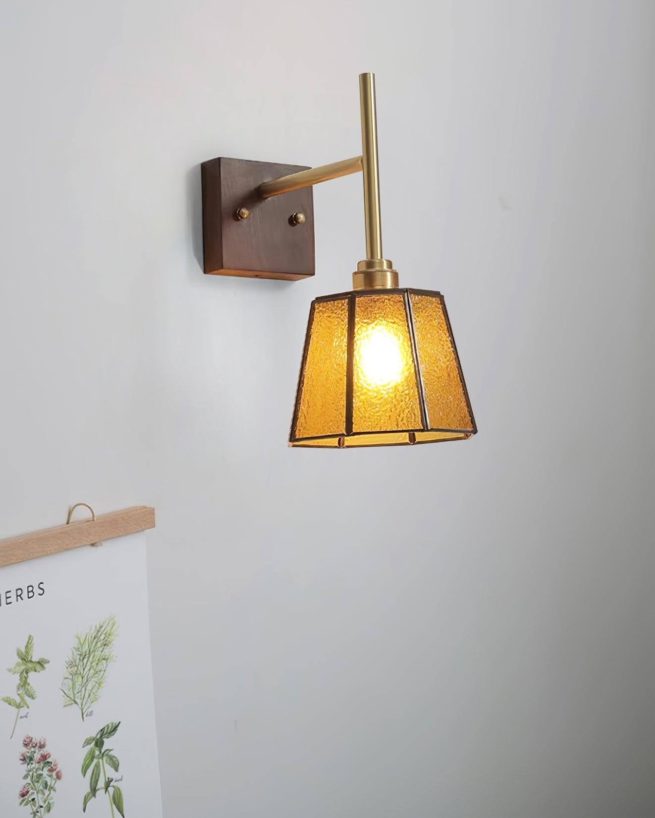 Vintage Brass Walnut Wall Lamp K754
