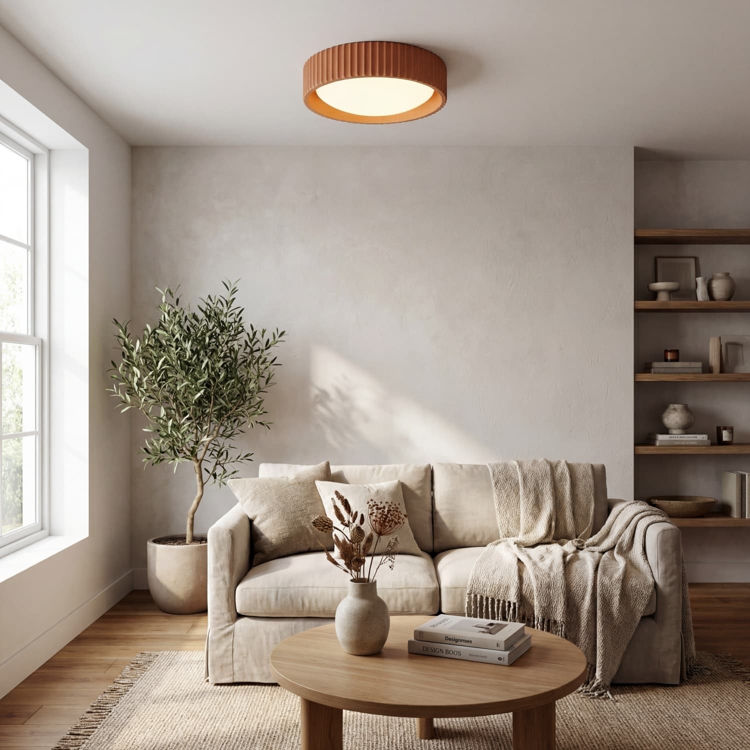 Acrion Modern Round Acrylic Flush Mount Ceiling Lamp - Minimalist Fixture for Living Room K2348