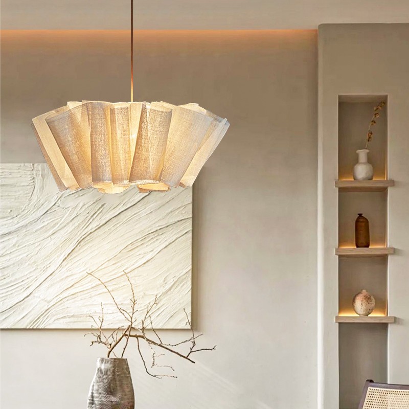 Handcrafted Fabric Shade Pendant Light – Minimalist Design for Home Interiors K1244