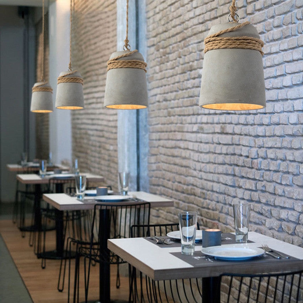 Nordic Cement Hemp Rope Pendant Lamp K888