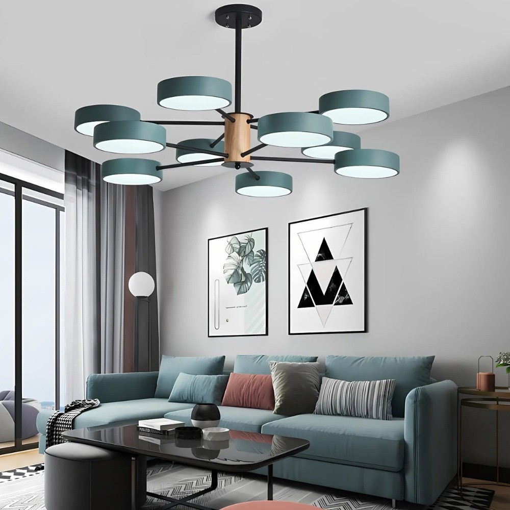 Scandinavian Branched Round Wood Chandelier K896