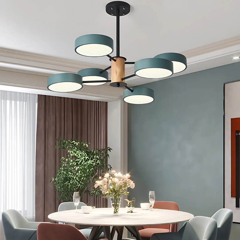 Scandinavian Branched Round Wood Chandelier K896