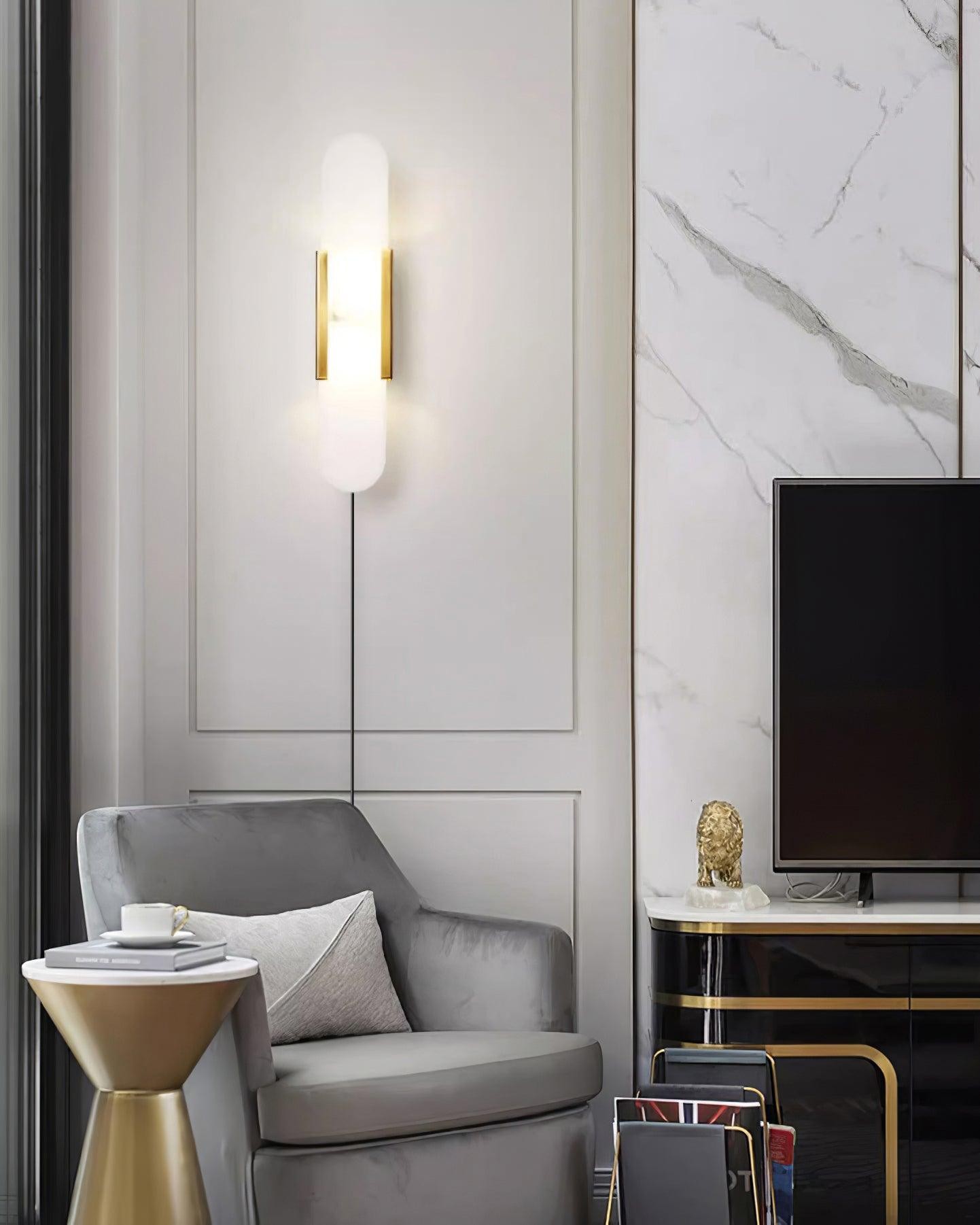 Alabaster Elongated Plug In Wall Lamp K501