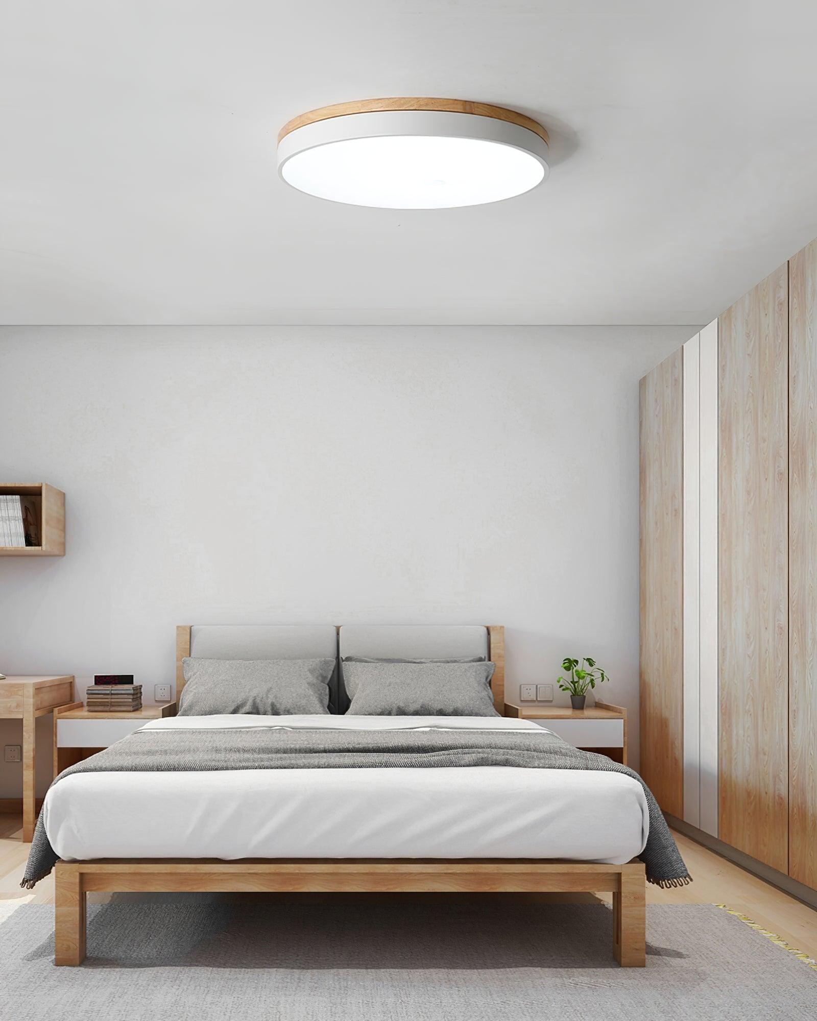 White Round Wooden Ceiling Lamp K772