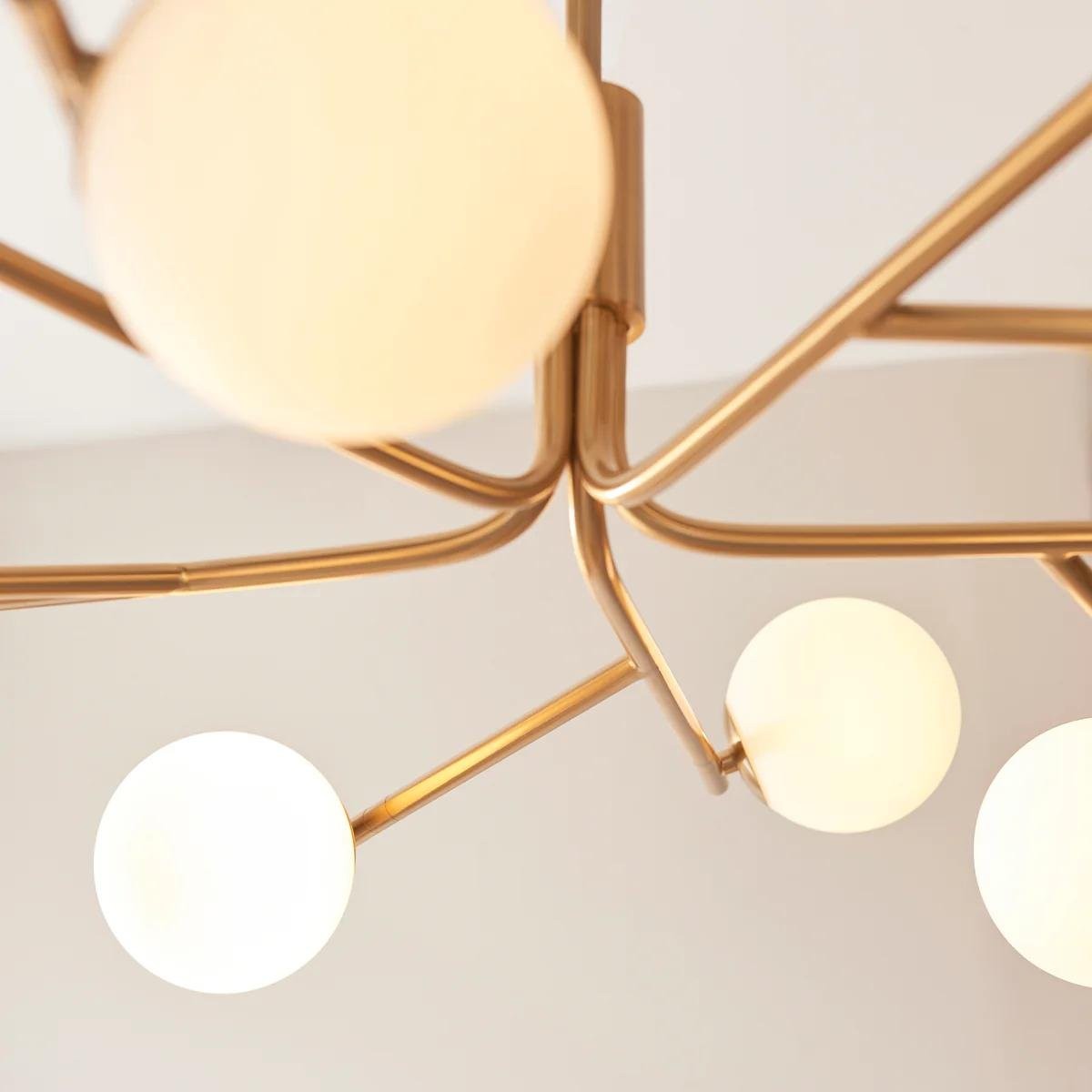 Tivara Mid-Century Modern 10-Light Pendant - Chandelier with Globe Shades for High Ceilings K1829